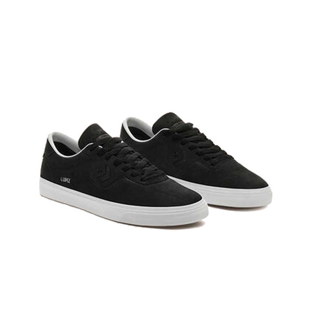 Converse Louie Lopez Pro Ox Leather Sneakers - Black/Black/White - Skateboarding Shoes for Men & Women - Perfect for Streetwear & Casual Wear