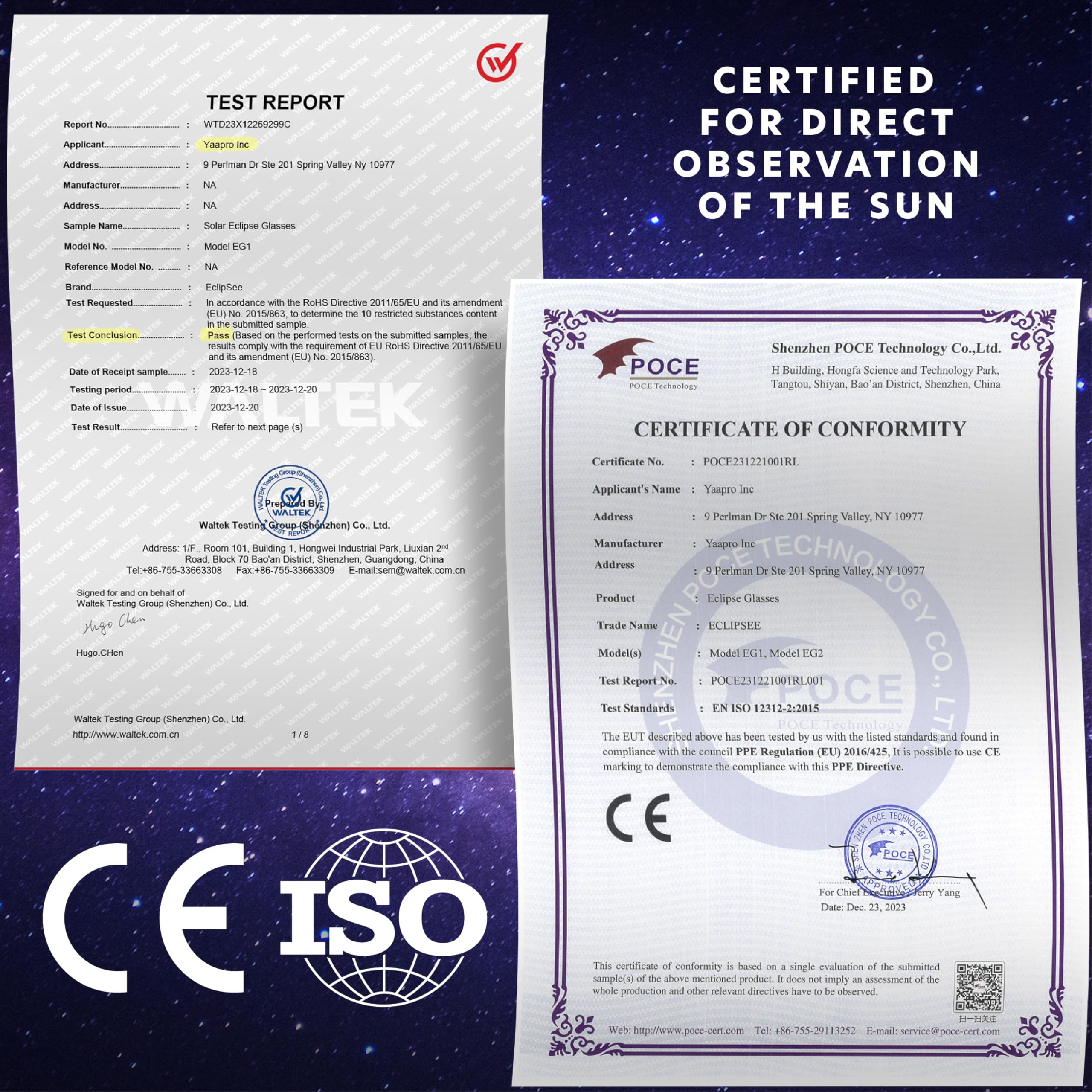 2024 Approved Solar Eclipse Glasses (25 Pack) – CE & ISO Certified Safe Shades for Direct Sun Viewing – Perfect for Astronomy Events, Solar Eclipses & Outdoor Activities