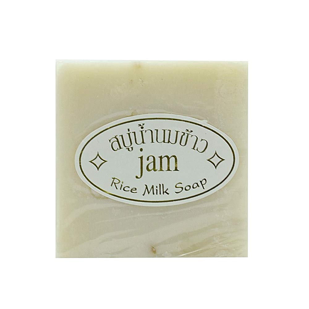 Jam Rice Milk Soap with Collagen for Skin Brightening & Dark Spot Removal (60g) - Gentle Exfoliating Face & Body Cleanser for Glowing Complexion