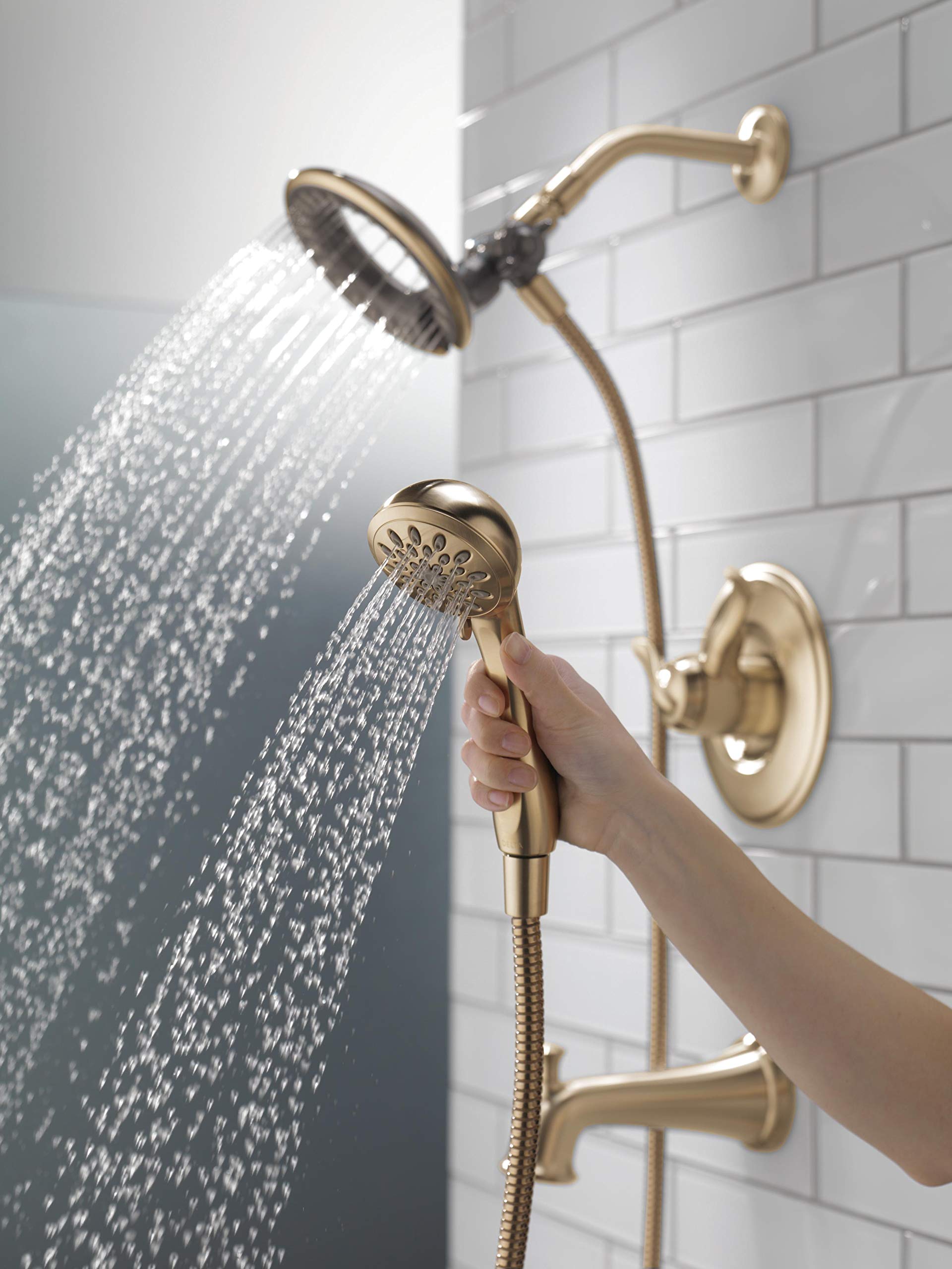 Delta T17494-CZ-I Linden 17 Series Tub & Shower Faucet - Champagne Bronze Finish, No Rough-In Valve - Perfect for Bathroom Renovations & Modern Home Upgrades