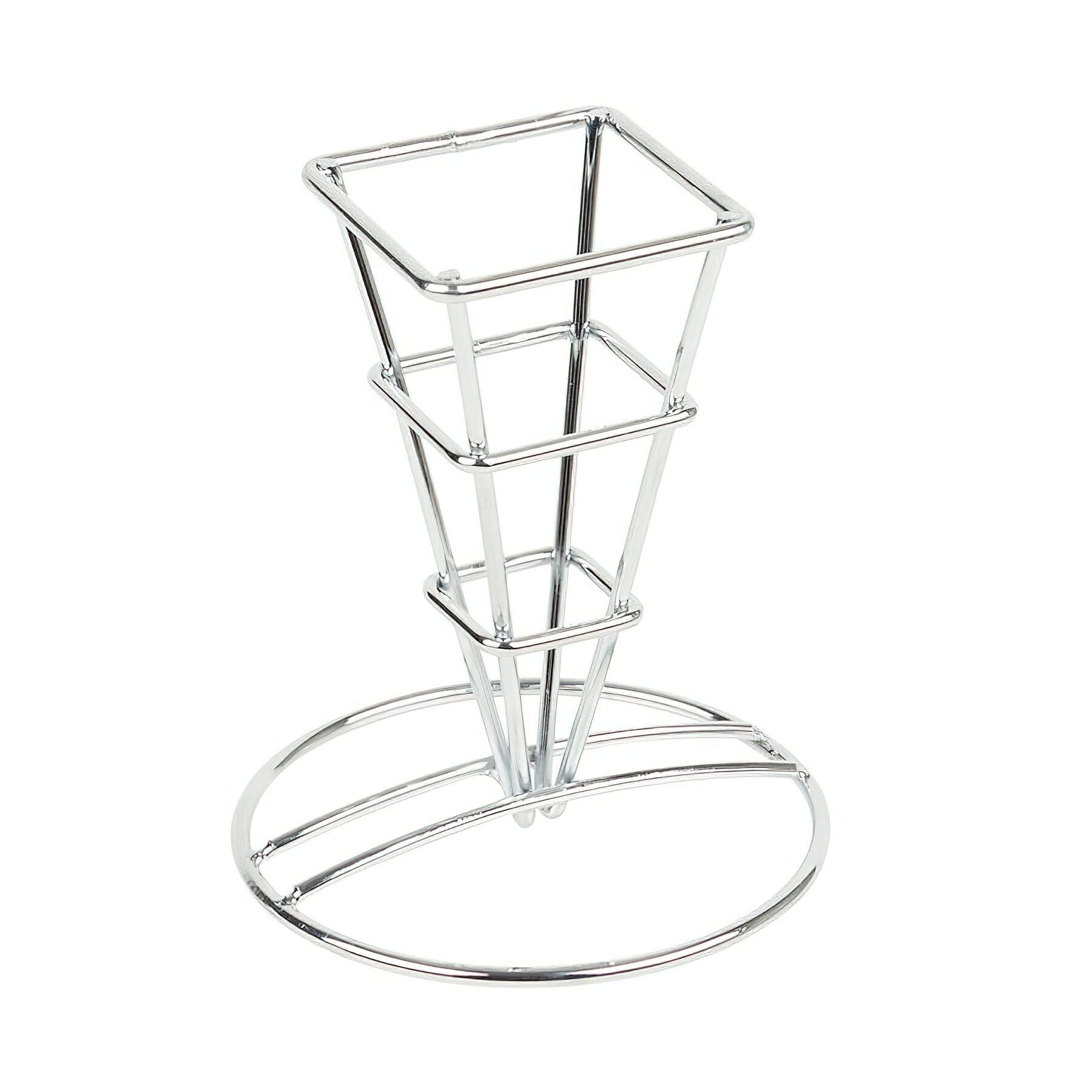 G.E.T. 4-21644 Square Metal French Fry Cone Holder - Iron Chrome Stand for Snacks & Fries (Paper Cone Sold Separately) - Perfect for Restaurants, Food Trucks & Home Kitchen Use