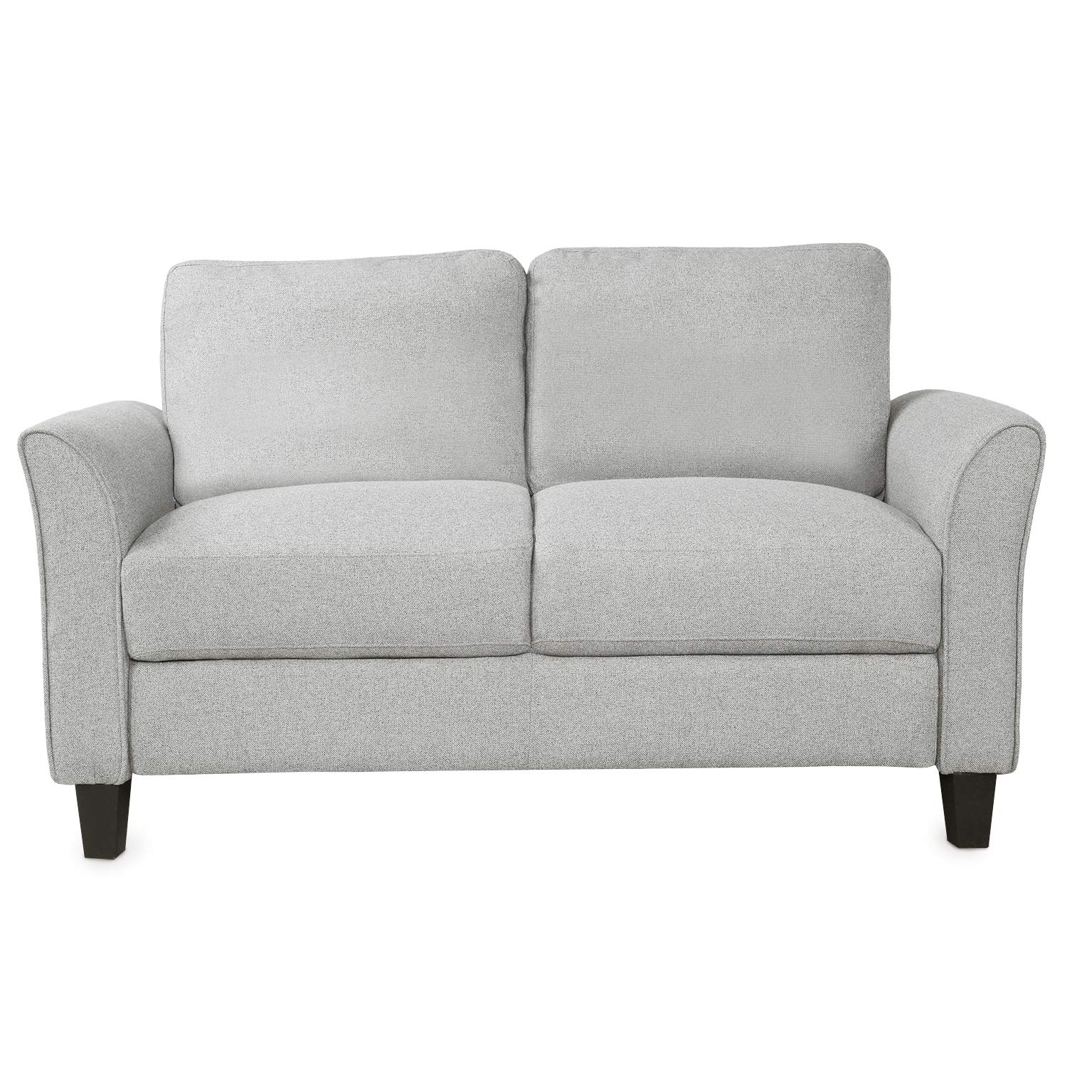 Modern Linen Fabric Upholstered Loveseat Sofa with 4 Legs & 2 Pillows - Compact Couches for Small Space Apartments, Living Room & Home Decor | Perfect for Cozy Movie Nights & Guest Seating