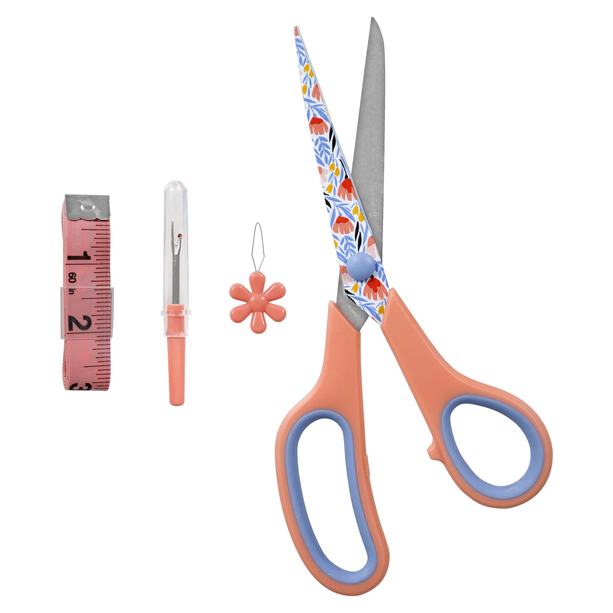 SINGER Complete Sewing Kit with 30 Pcs Sewing Supplies in Tulip Floral Storage Bag - Perfect for Emergency Repairs, Clothing Fixes, Travel & College Dorm Use - Essential Needle Threader, Buttons & Scissors for DIY Projects & Quick Home Repairs