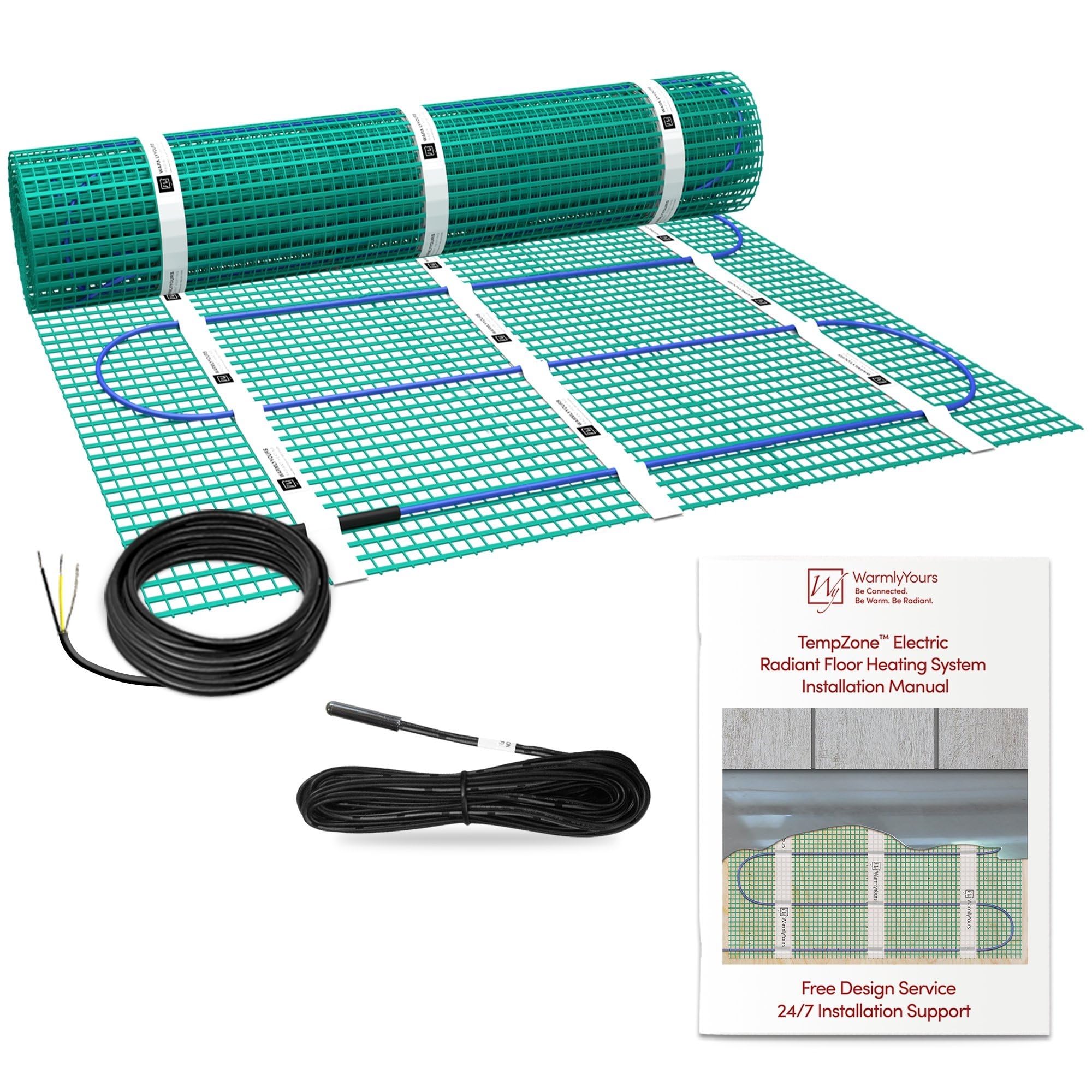 WarmlyYours TempZone Electric Radiant Floor Heating System - 64.5 sq. ft Easy Installation Roll for Energy-Efficient Home Heating | Perfect for Bathrooms, Kitchens & Basements