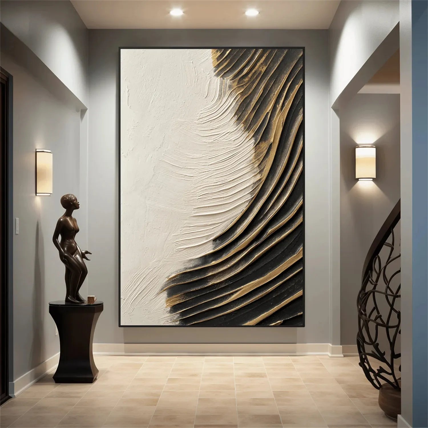 White Minimalist Textured Painting Canvas Wall Art - Modern Abstract Home Decor for Living Room, Bedroom & Office #MM298