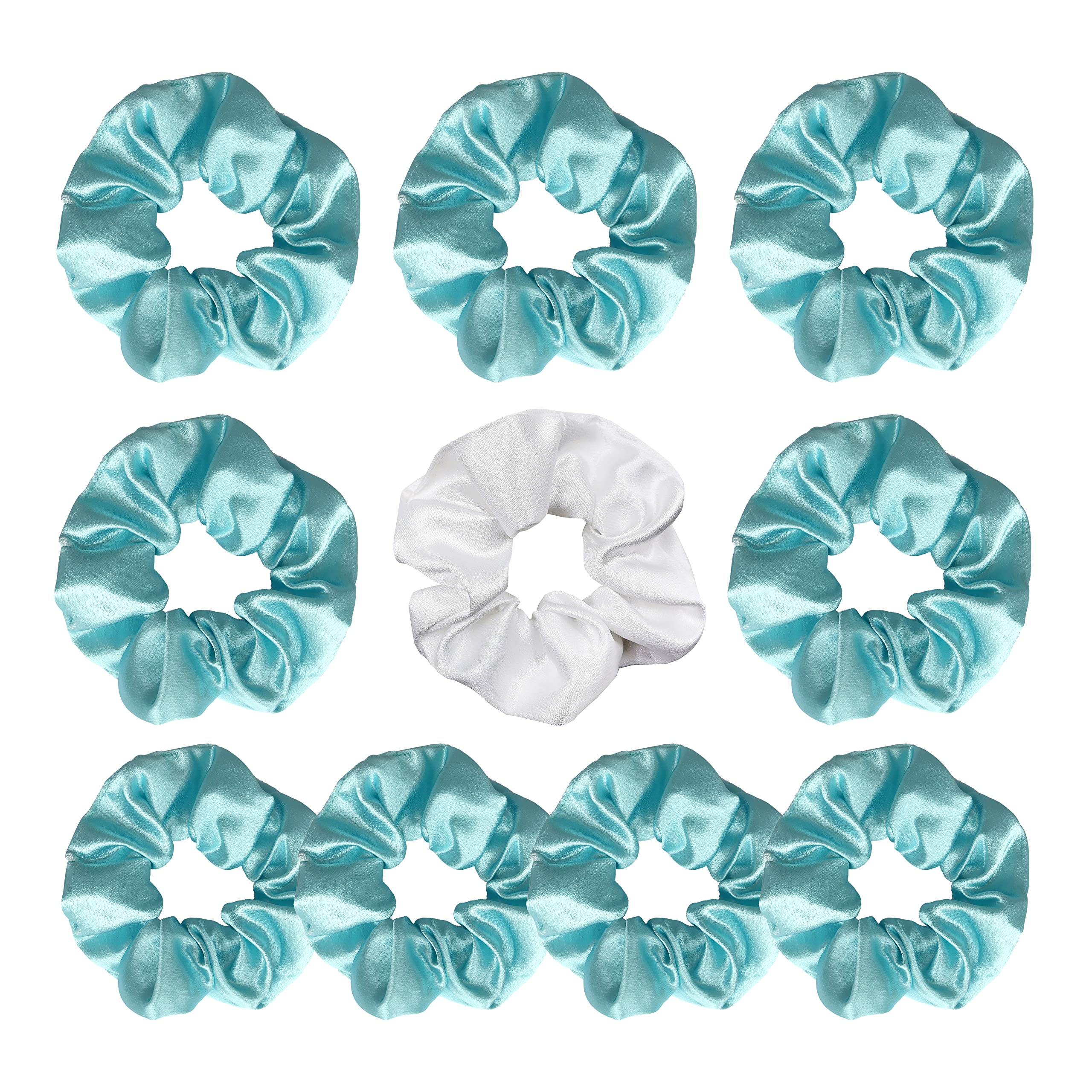 LADY&HOME 10-Pack Bridesmaid Hair Scrunchies - Proposal Gifts for Bachelorette Party, Bridal Shower & Wedding Party (Blue) - Perfect for Bridesmaid Proposals, Wedding Favors & Special Occasions