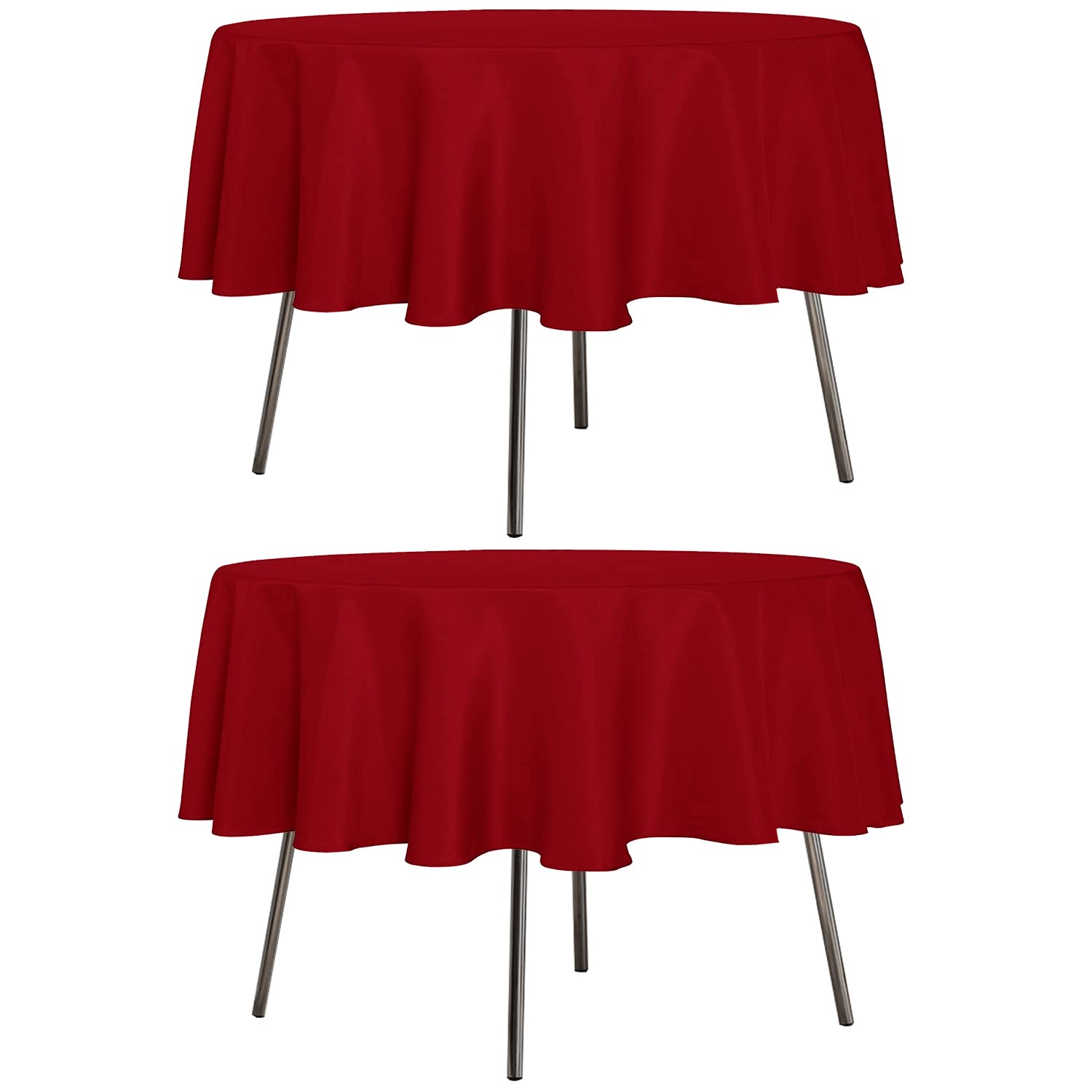 Sancua 2 Pack 60 Inch Round Tablecloth - Stain & Wrinkle Resistant Red Polyester Table Cover for Dining Tables, Buffet Parties, Camping, Picnics & Outdoor Events - Machine Washable & Reusable