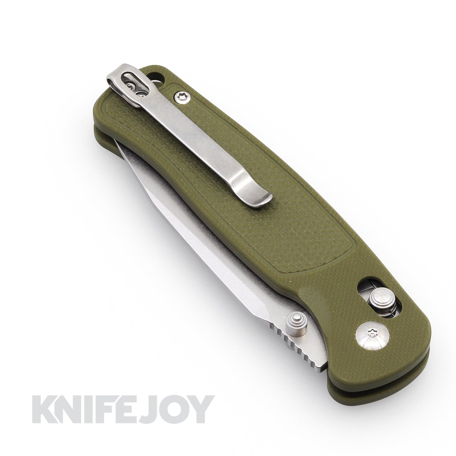 CJRB 1943GN Shale Crossbar Lock Folding Knife - Stonewash Drop Point Blade, Green G10 Handle - EDC Pocket Knife for Outdoor, Camping & Everyday Carry