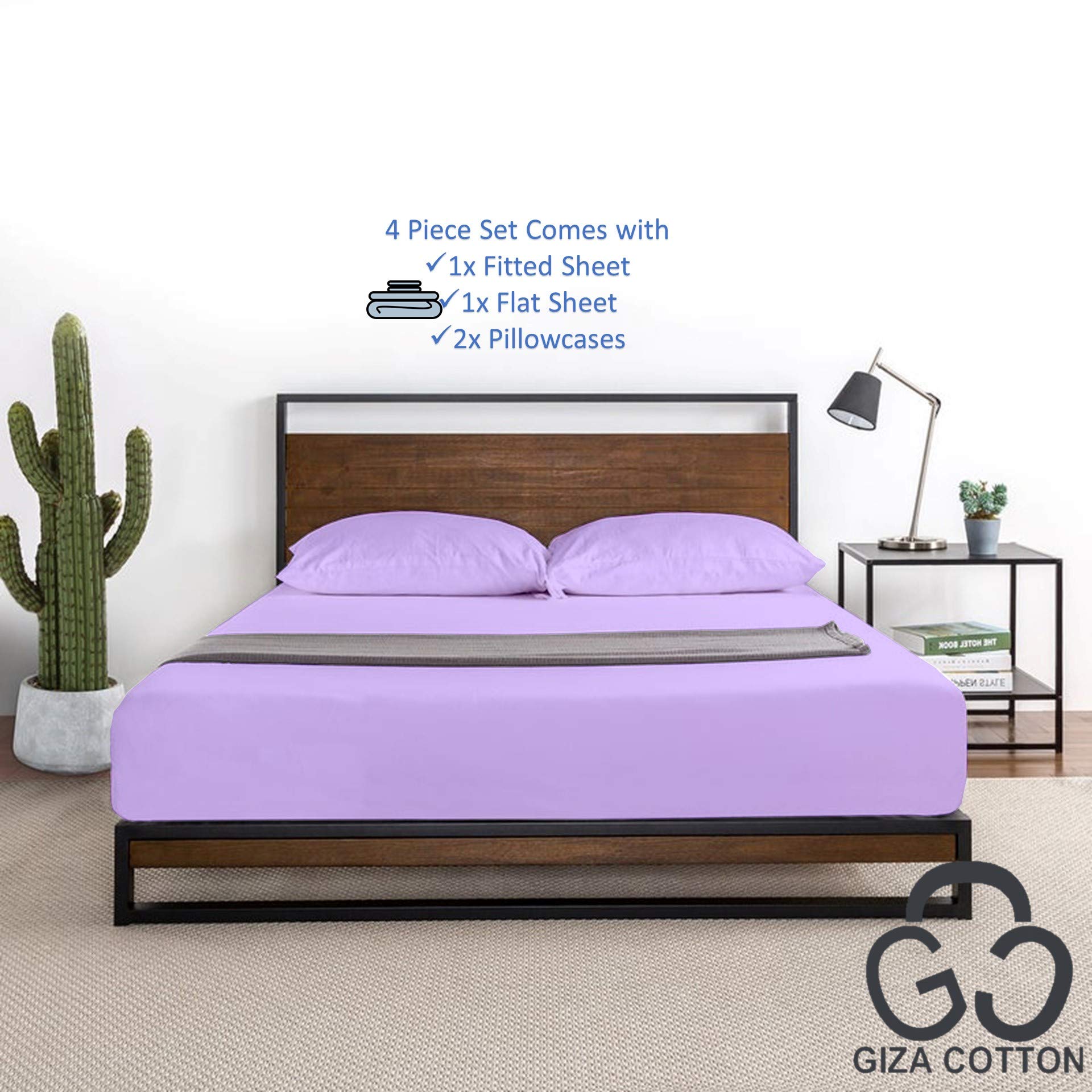Premium 100% Giza Egyptian Cotton Sheets Set - 4PC Extra Deep Pocket (22