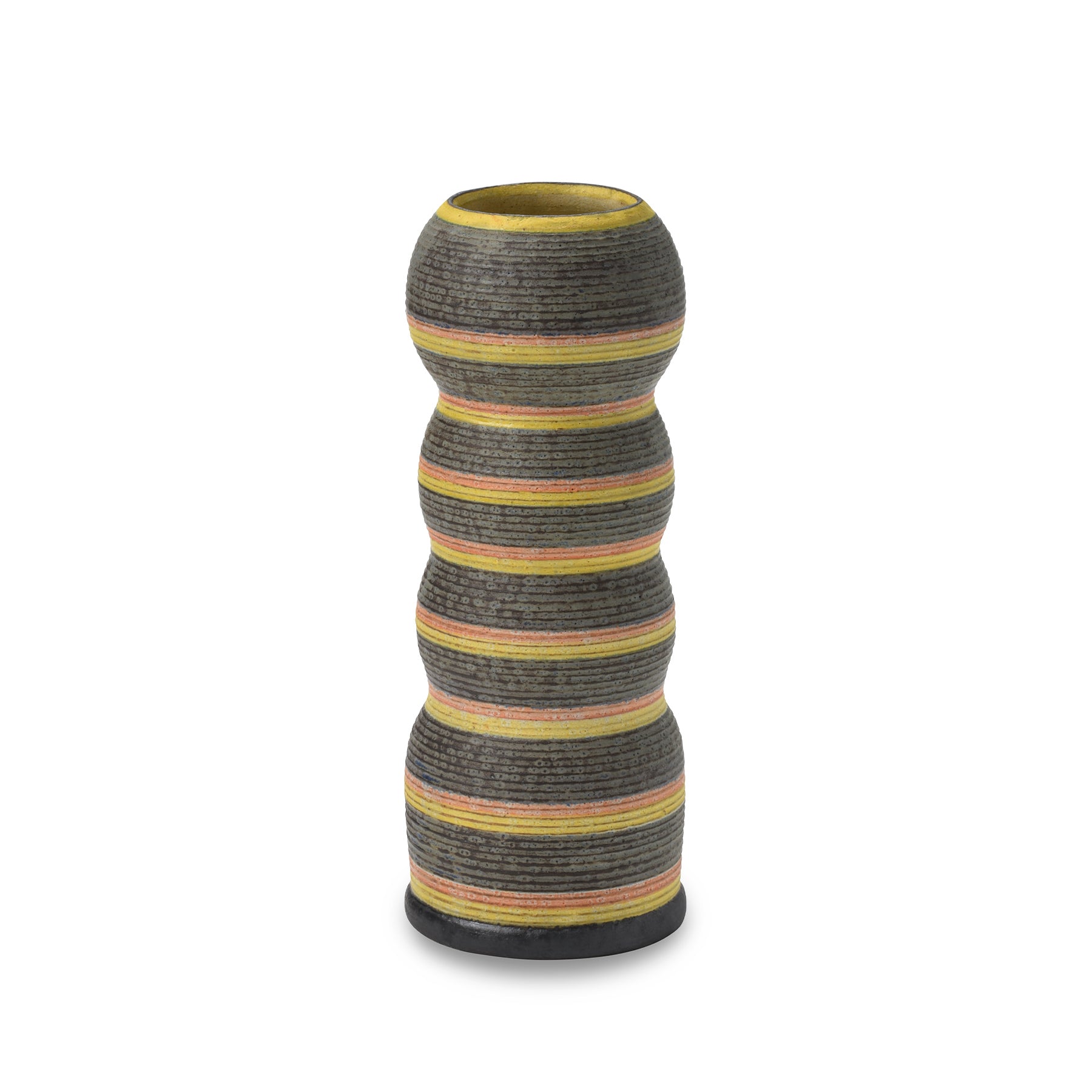 Large #44 Kokeshi Vessel with Horizontal Stripes - Traditional Japanese Wooden Decorative Bowl for Home & Office Decor, Perfect for Displaying Small Items or as a Gift
