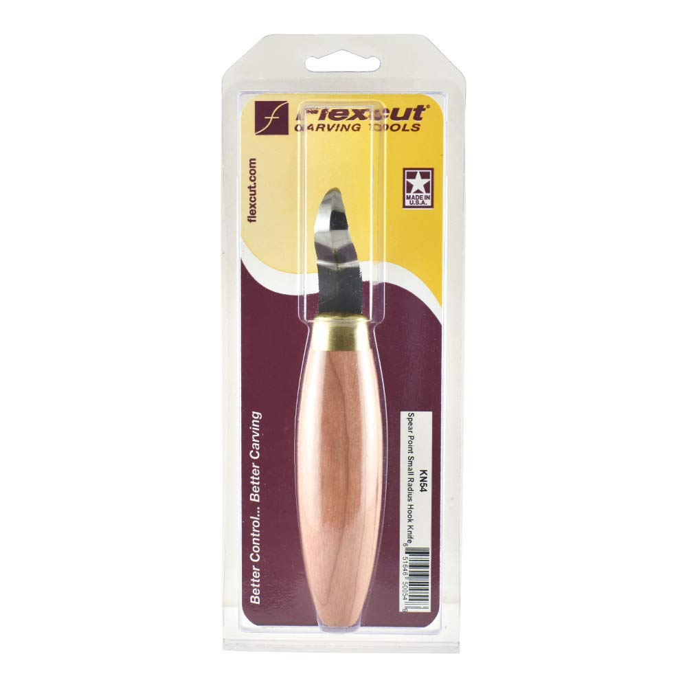 Flexcut KN54 Spear Point Small Radius Hook Knife - Premium Wood Carving Tool for Whittling, Spoon Making & Detailed Craft Projects - Perfect for DIY Woodworkers & Hobbyists