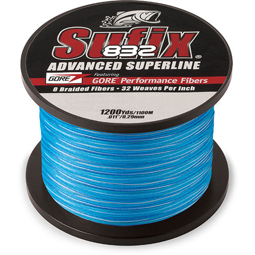 Sufix 832 Advanced Superline Braid Fishing Line - Blue Coastal Camo - 1200 Yards - High Performance for Saltwater & Freshwater Fishing