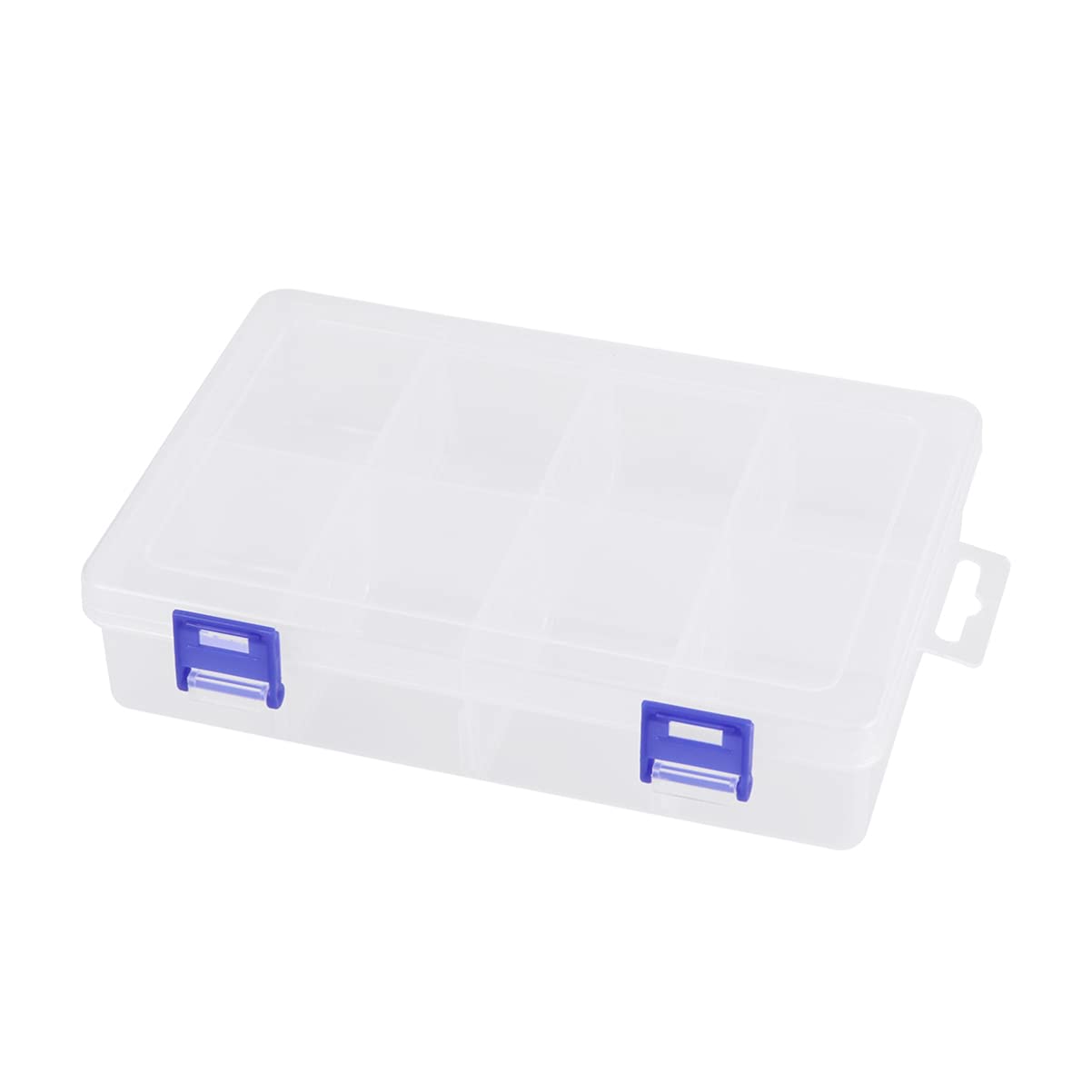 SEWACC 8 Grid Clear Plastic Storage Box with Adjustable Dividers - Portable Organizer for Jewelry, Beads, Earrings & Crafts | Perfect for Home, Office & Travel Organization