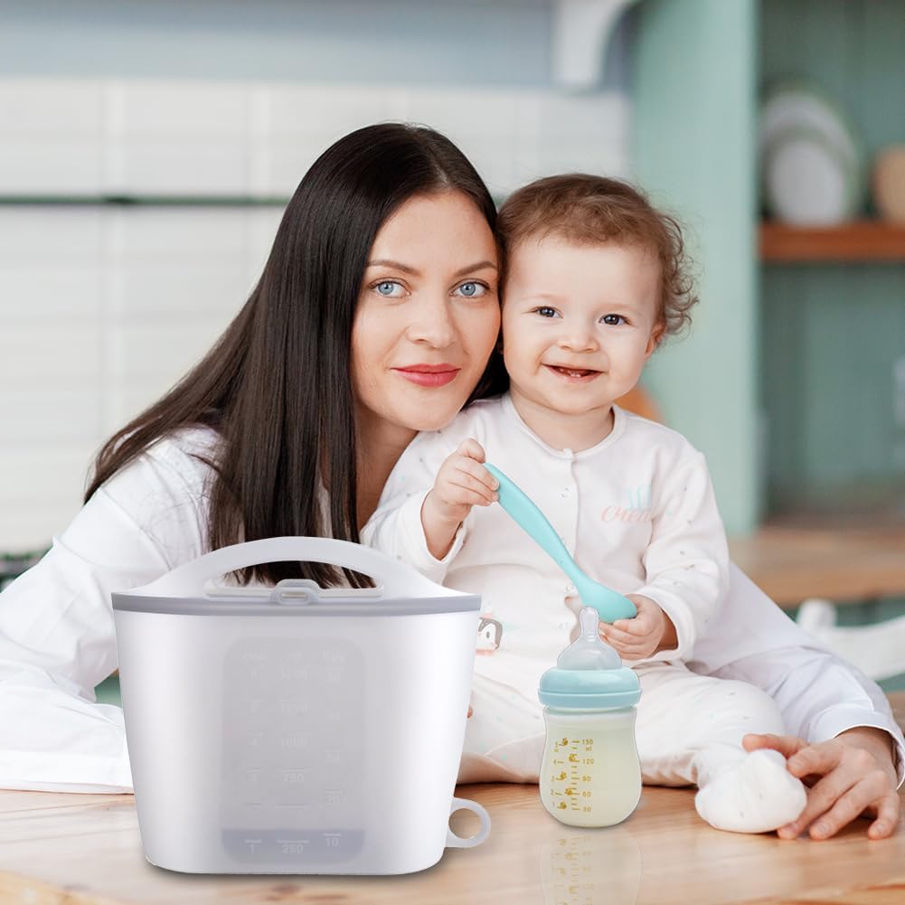 Reusable 1500ML Silicone Microwave Steam Sterilizer Bag for Baby Bottles, Breast Pumps & Pacifiers - Safe Travel Sterilization for Baby Feeding Accessories | Perfect for Home, Daycare & On-the-Go Use