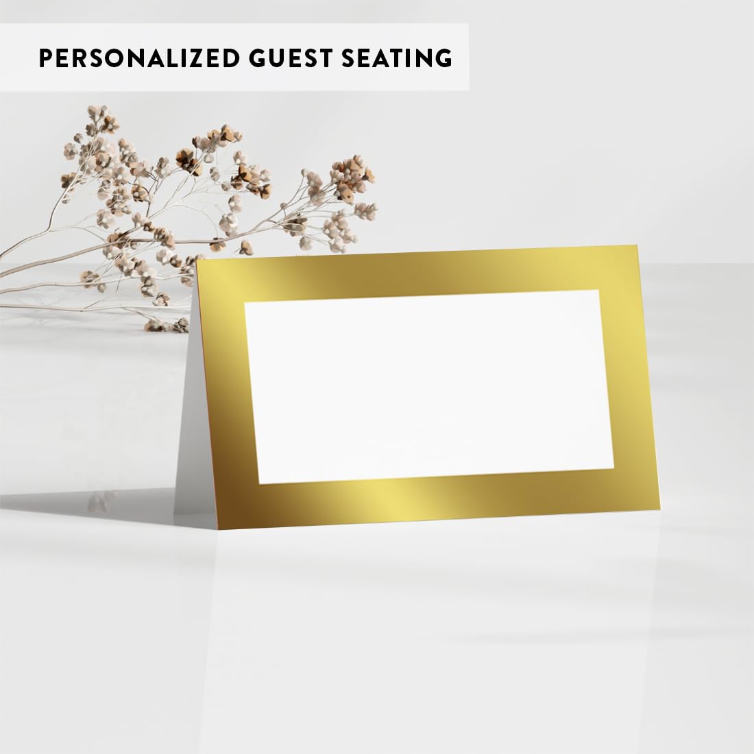 Andaz Press Printable Metallic Gold Table Tent Place Cards - 20-Pack Blank Name Cards for Wedding, Baby Shower & Graduation - Elegant Table Setting Placeholders for Events & Parties