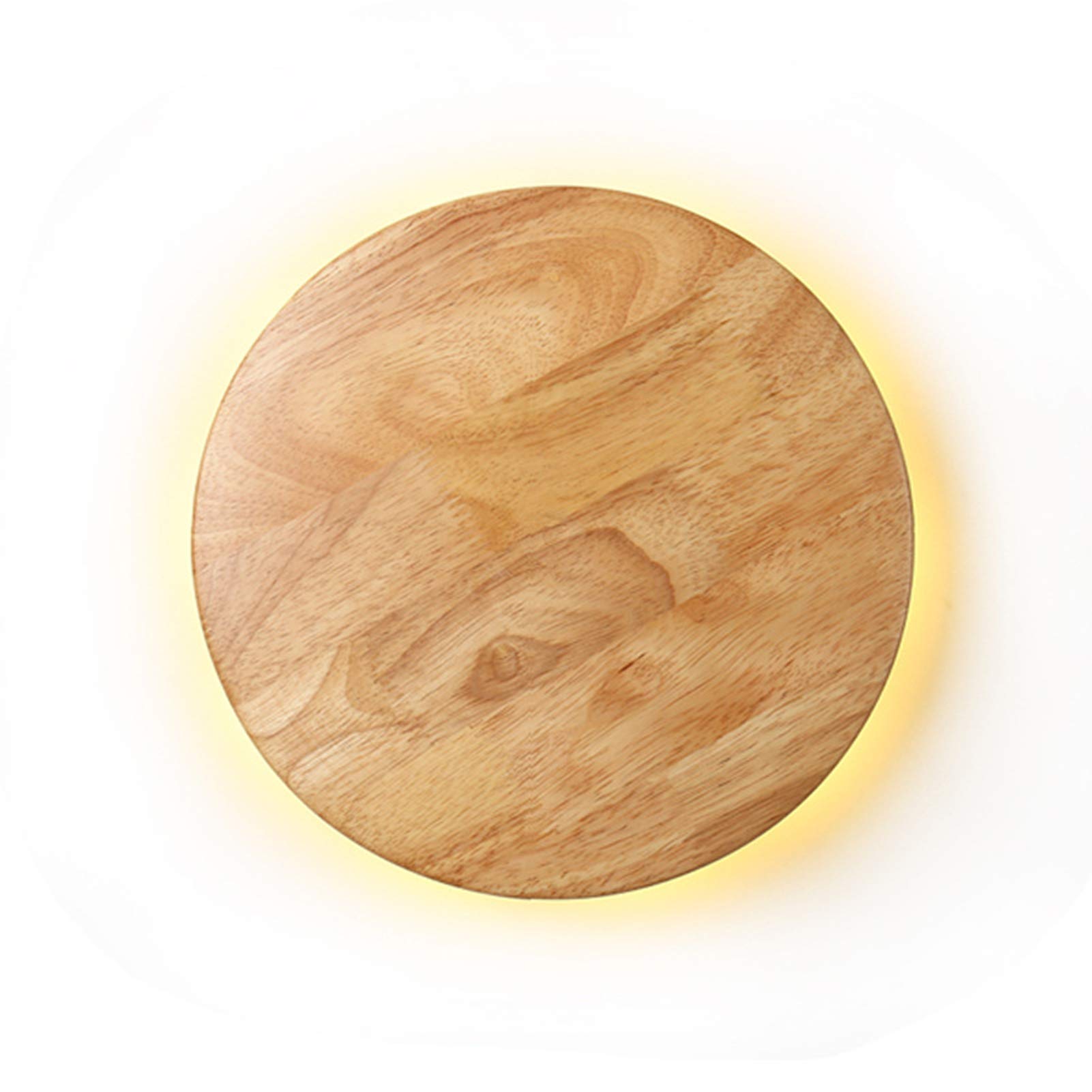 YAYONG Modern LED Wood Round Wall Light - Creative Sconce Night Light for Bedroom, Living Room, Corridor & Loft - Energy Efficient Bedside Lamp & Ceiling Art Light for Kids Room & Home Decor