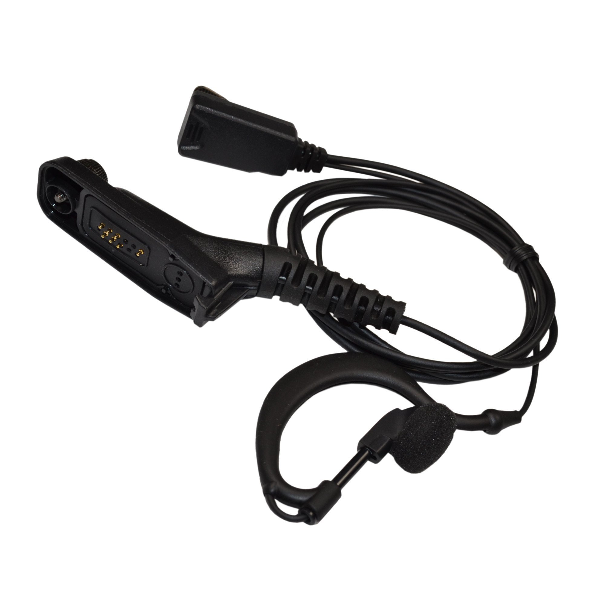 HQRP G-Shape Earpiece Headset with PTT Mic - Compatible with Motorola XiR P8200, P8208, P8260, P8268 Radios - Secure Fit for Two-Way Communication, Police, Security & Construction Use