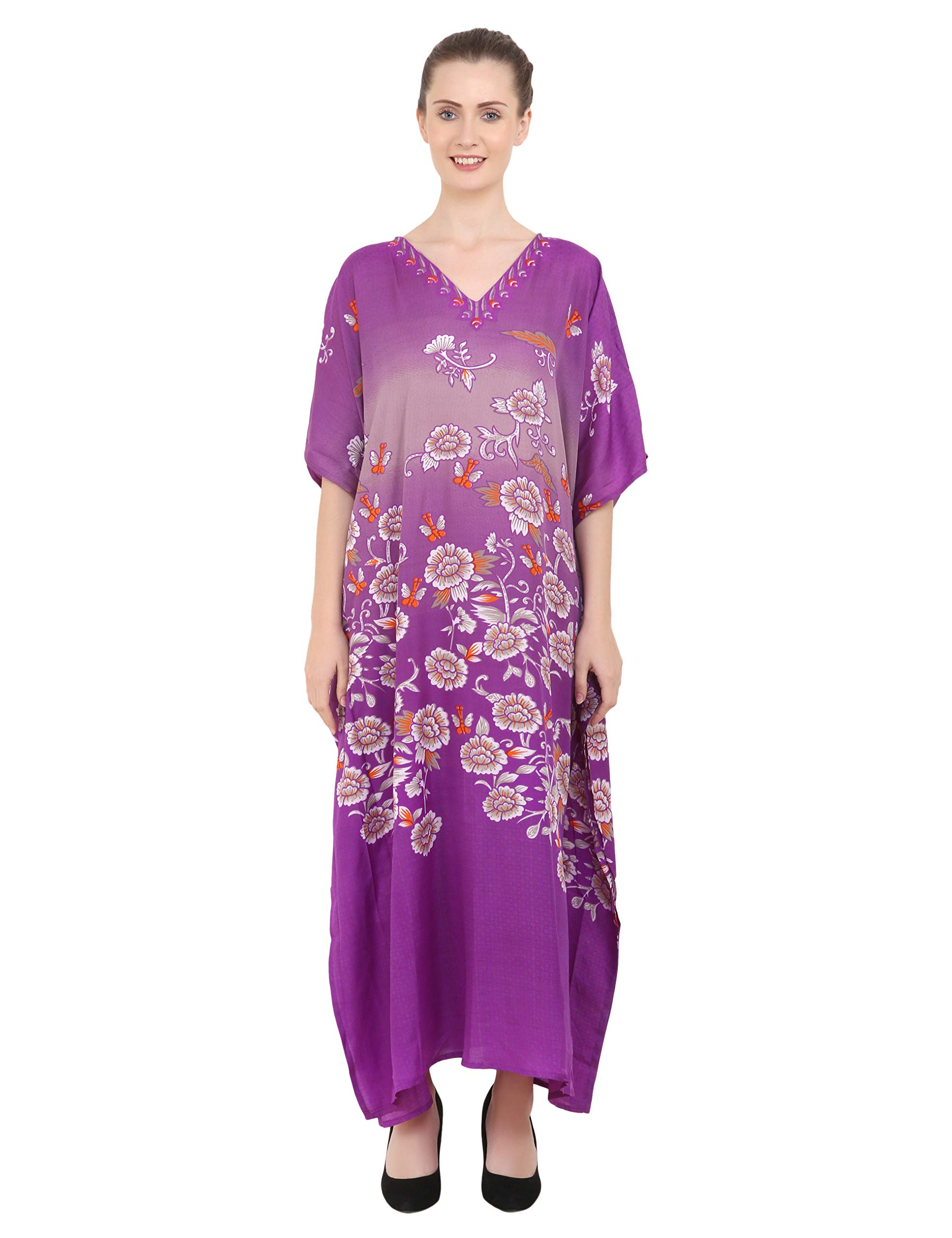 Miss Lavish London Women's Kaftan Tunic Kimono Maxi Dress - Flowy Summer Beach Cover Up Dress for Women, Plus Size Boho Chic Outfit for Vacation, Poolside, Resort Wear & Casual Outings