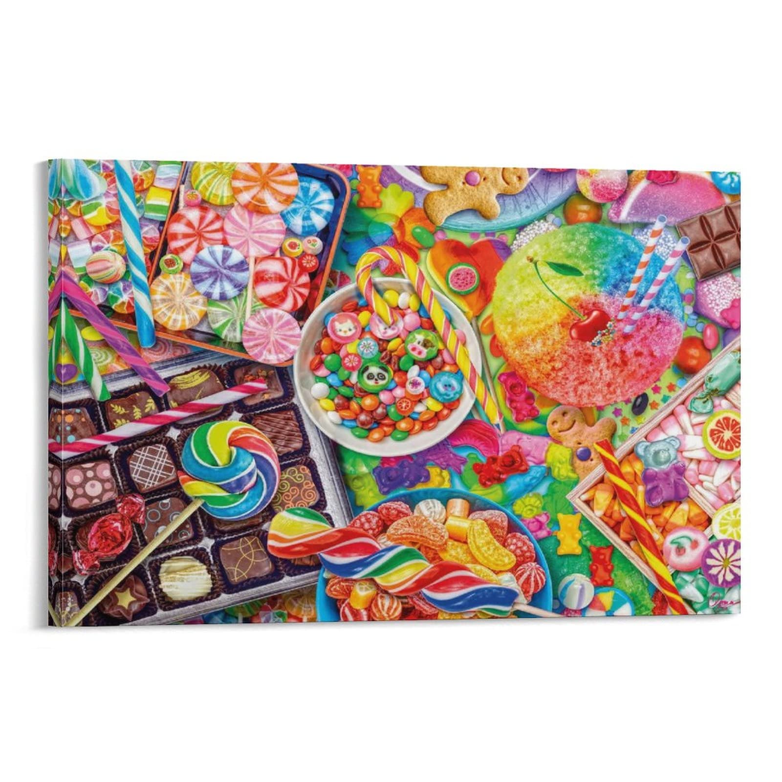 Colorful Lollipop Candy Chocolate Snack Kawaii Wall Poster - 24x36 Inch Aesthetic Canvas Wall Art for Room Decor, Gifts (20x30cm) - Perfect for Bedroom, Living Room & Office Decoration