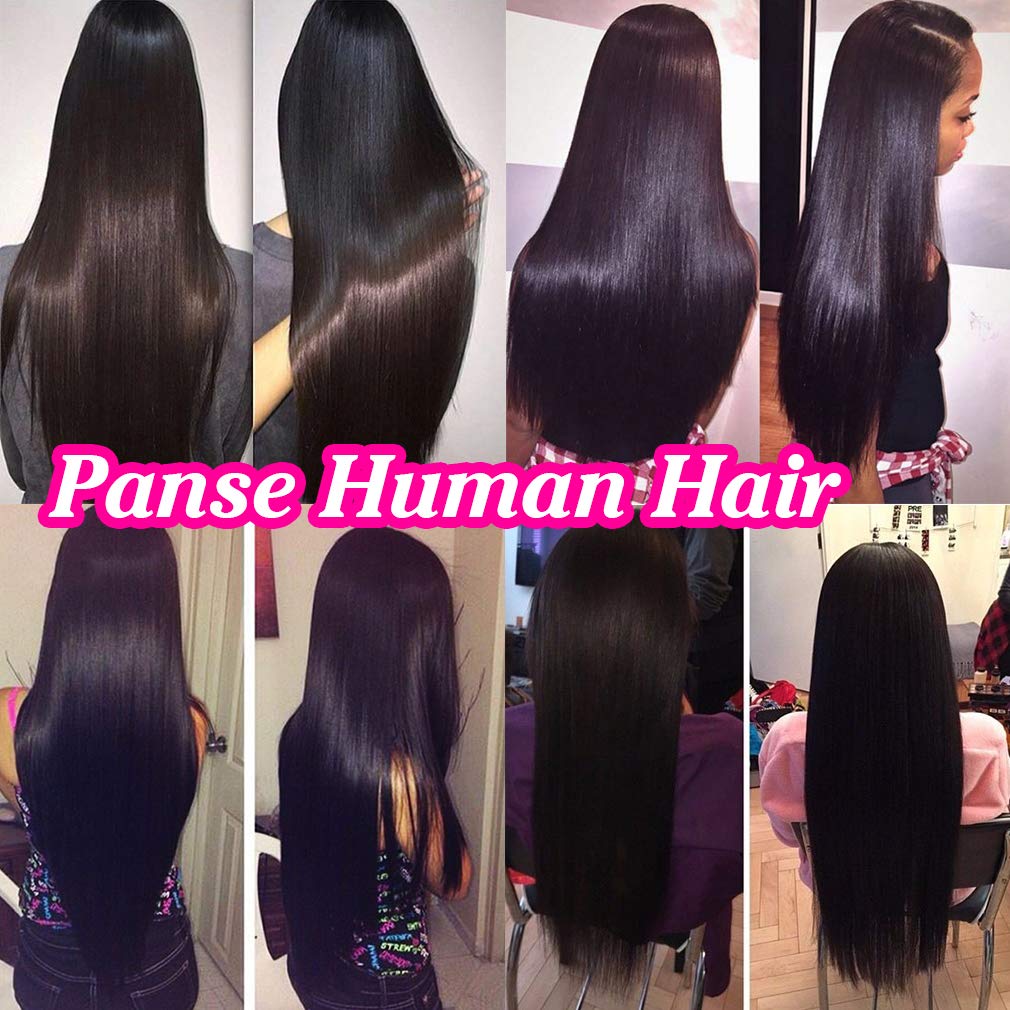 100% Unprocessed Peruvian Straight Human Hair Weave Bundles with 5x5 Lace Closure (10A Grade) - 3 Bundles + Free 20