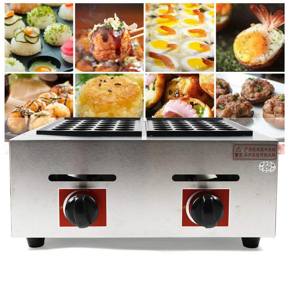 LOYALHEARTDY 56-Hole Takoyaki Maker - Japanese Octopus Ball Grill Pan, Commercial Non-Stick Aluminum Fish Cake Machine for LPG Gas (Perfect for Home Kitchen, Street Food Stalls & Japanese Restaurants)