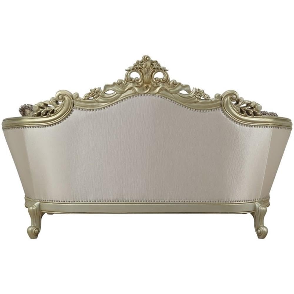Acme Loveseat with Pillows - Cream Fabric & Golden Ivory for Cozy Living Room