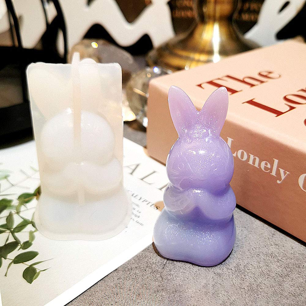 2-Pack Rabbit Resin Molds for Easter Bunny DIY Crafts - Silicone Epoxy Casting Molds for Handmade Soap, Candle & Plaster Making - Perfect for Home Decor, Desktop Display & Spring Festival Gifts