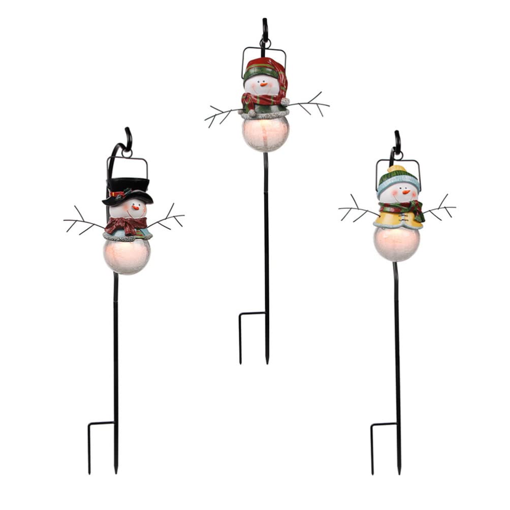 FOMIYES 3-Pack Solar Snowman Pathway Lights - LED Christmas Lawn Stake Decorations with Shepherd Hooks for Outdoor Holiday Lighting | Perfect for Driveway, Garden, and Front Yard Winter Decor