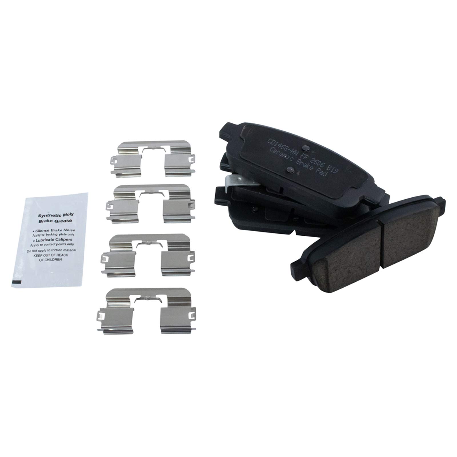 TRQ Ceramic Front & Rear Brake Pads for 2011-2015 Chevrolet Cruze, 2016 Cruze Limited & 2013-2016 Sonic - Smooth Braking Performance for City Driving & Daily Commutes