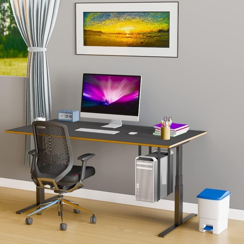 Adjustable PC Stand for Floor - Heavy Duty CPU Holder with Straps, Fits Most Computer Cases (Black, 51cm) - Perfect for Gaming Rigs & Office Workstations