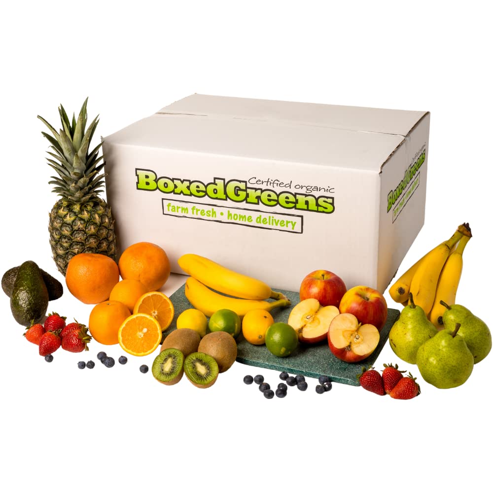 20lbs Organic Fruit Gift Basket - Fresh Bananas, Apples, Oranges, Pears, Kiwis, Berries, Lemons, Limes & Pineapple - Perfect Gift for Family, Friends & Coworkers - Healthy Snack for Home, Office & Holiday Parties
