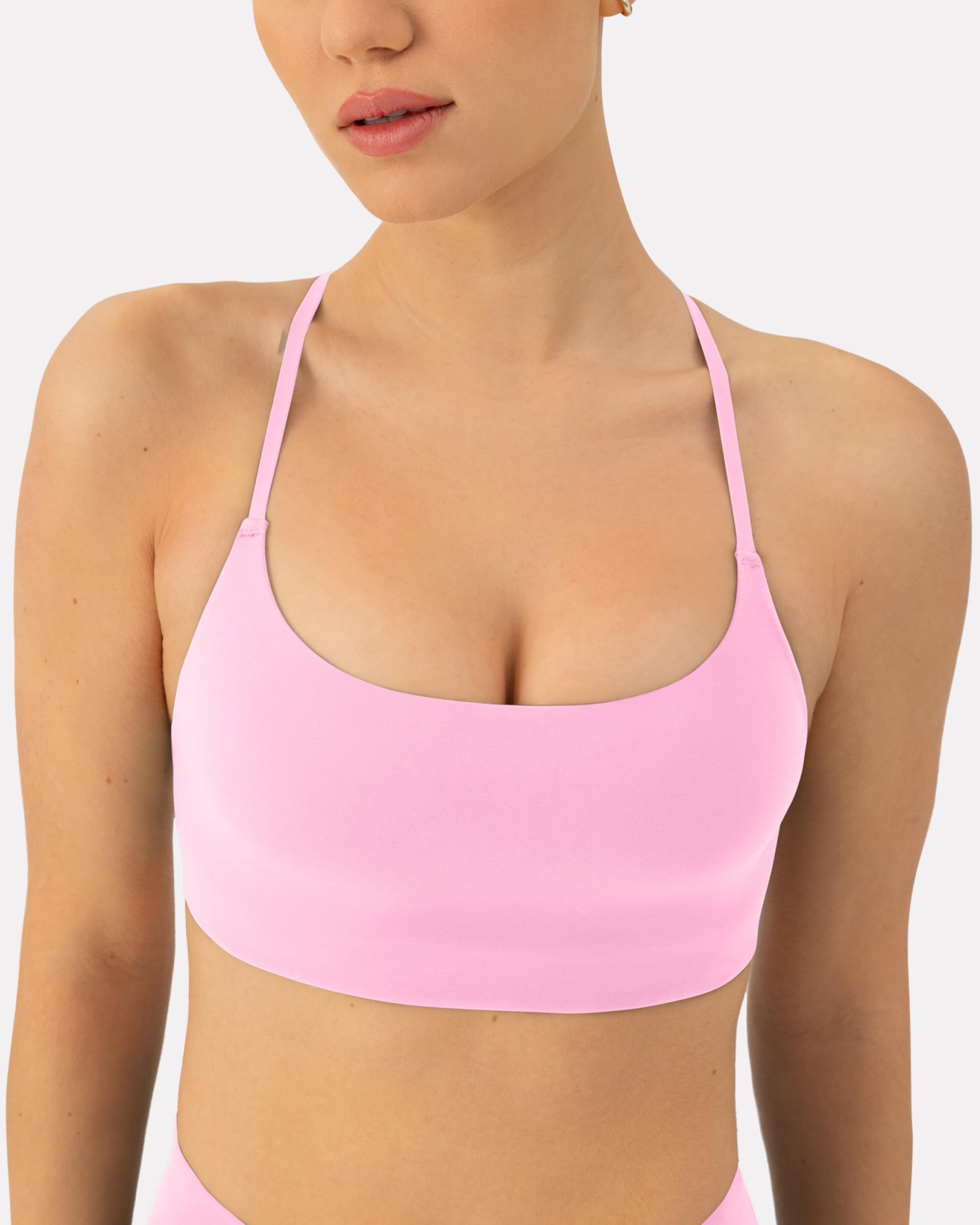 Open Back Strappy Yoga Bras for Women - Low Support Criss-Cross Sports Bra with Removable Pads - FlexFlow - Perfect for Yoga, Gym Workouts & Dance Classes
