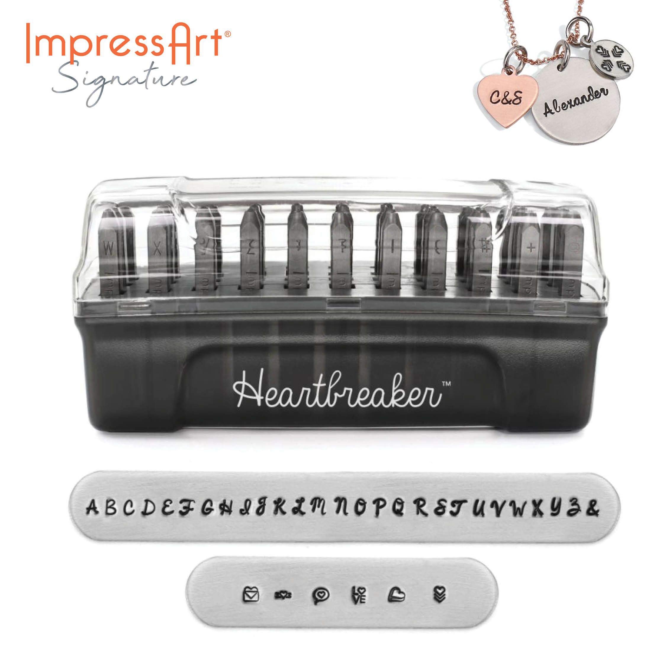ImpressArt - Professional Metal Letter Stamps Uppercase 3mm for Jewelry Making, Signature Heartbreaker Design, Works on Soft & Hard Metals - Perfect for Hand Stamping, Personalized Jewelry & DIY Craft Projects