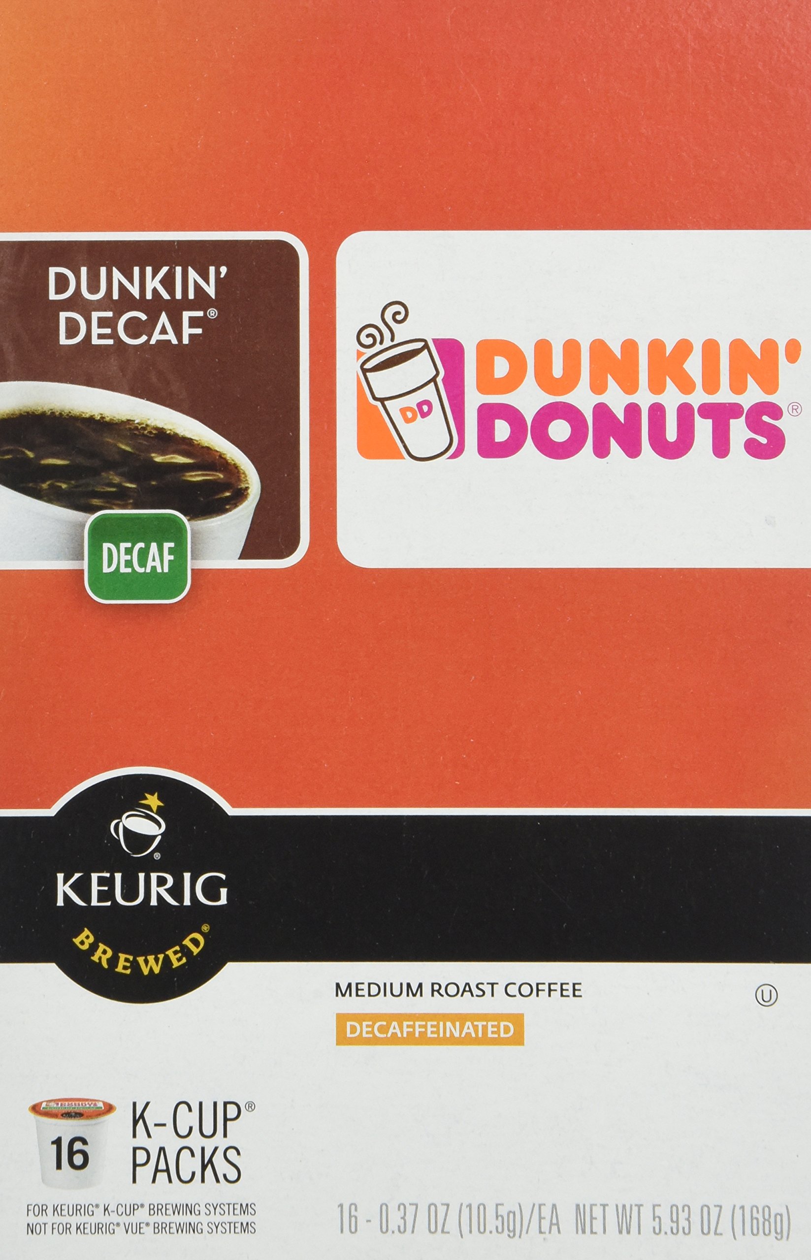 Dunkin' Donuts Decaf Coffee Pods for Keurig - 32 Count K-Cups | Smooth Medium Roast | Perfect for Morning Brew & Office Use
