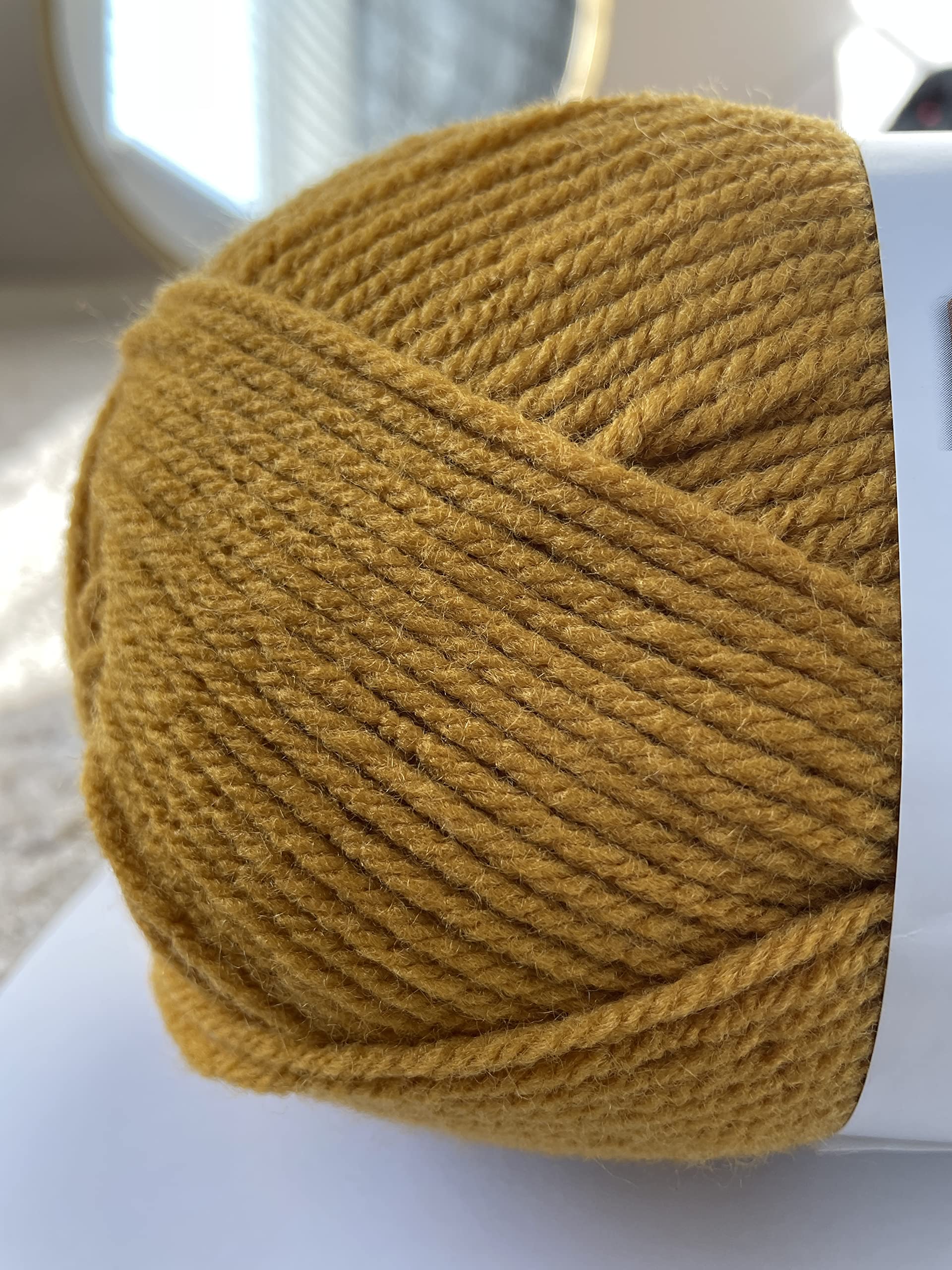 Premium Solid Gold Yarn - 4.5 oz Soft Knitting & Crochet Yarn by Loops & Threads - Perfect for Scarves, Blankets & DIY Crafts