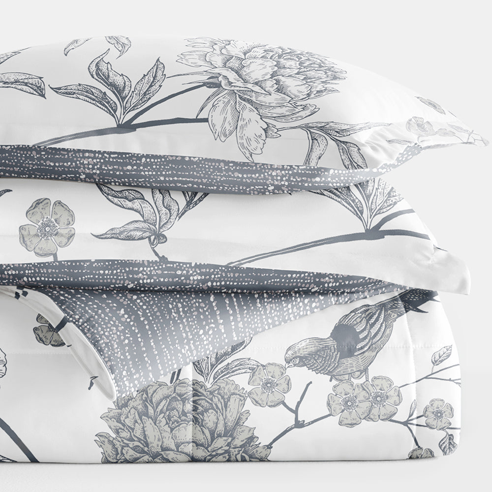 Molly Botanicals Reversible Down Alternative Comforter Set - Hypoallergenic & Breathable Bedding for All Seasons - Perfect for Master Bedroom, Guest Room & Dorm Comfort