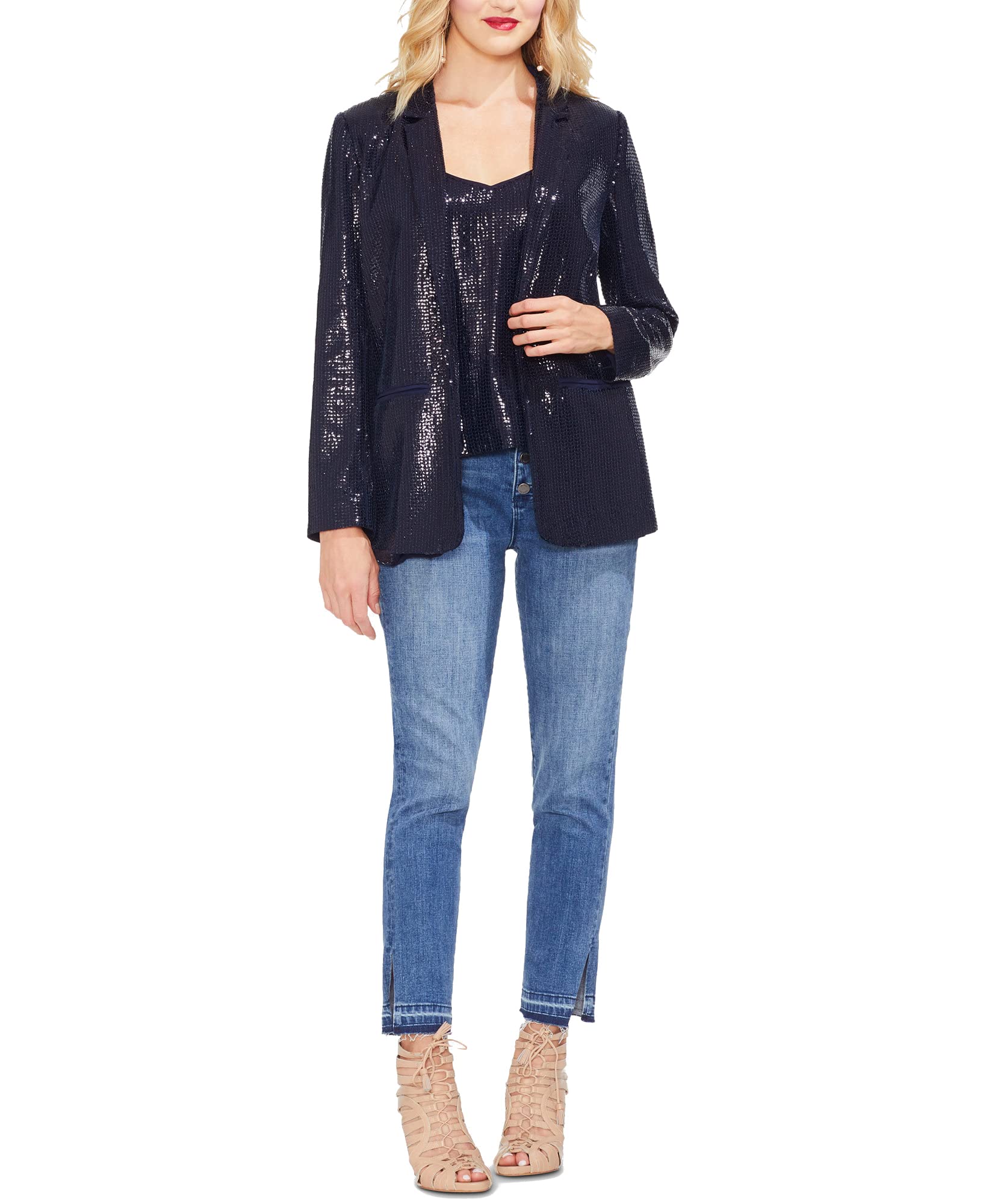 Vince Camuto Women's Sequin Blazer Jacket | Stylish Sparkling Formal Blazer for Women | Perfect for Office, Parties & Special Occasions