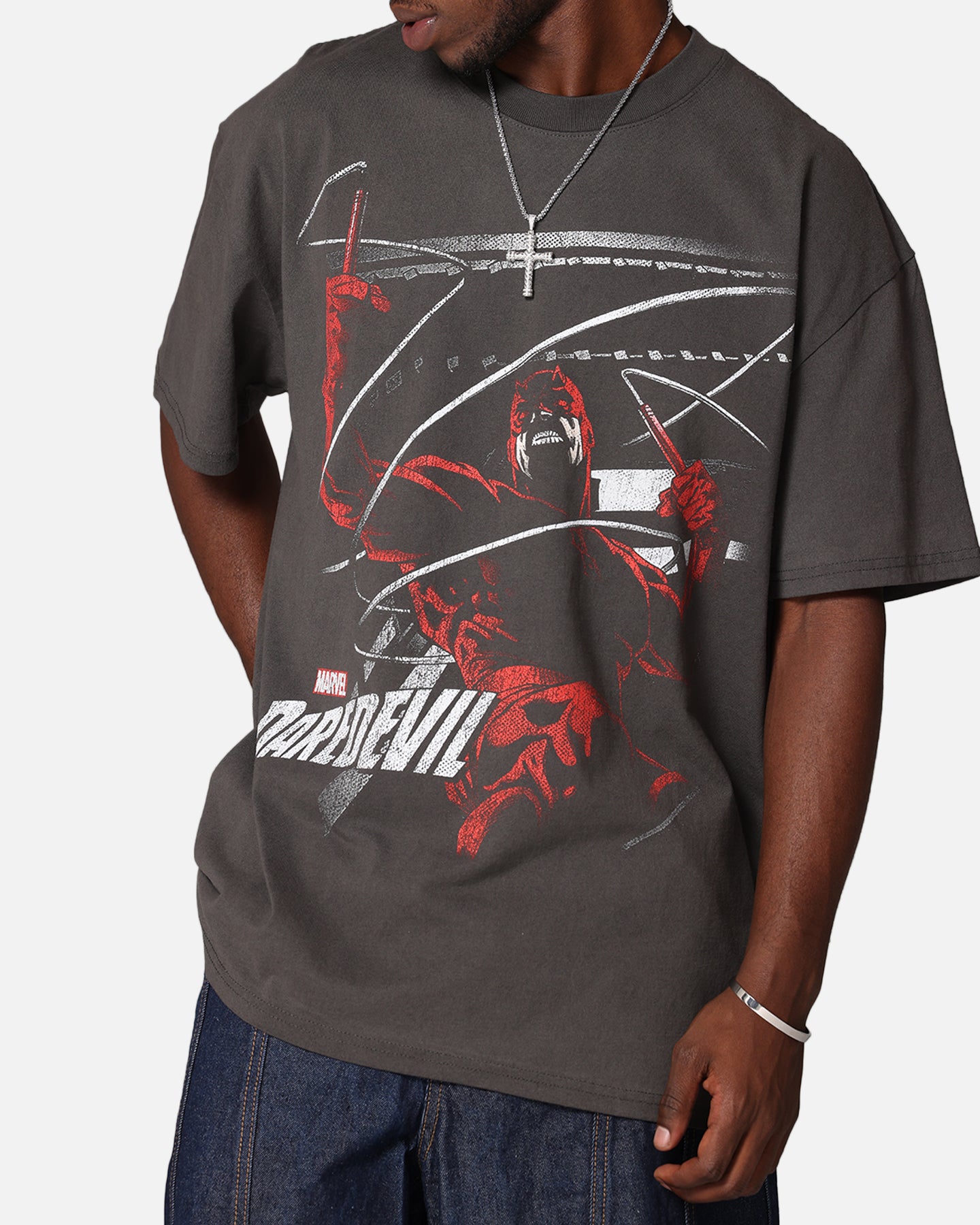 Marvel Daredevil Graphic T-Shirt for Men - Vintage Superhero Tee with Black Wash - Perfect for Cosplay, Comic Con & Casual Wear