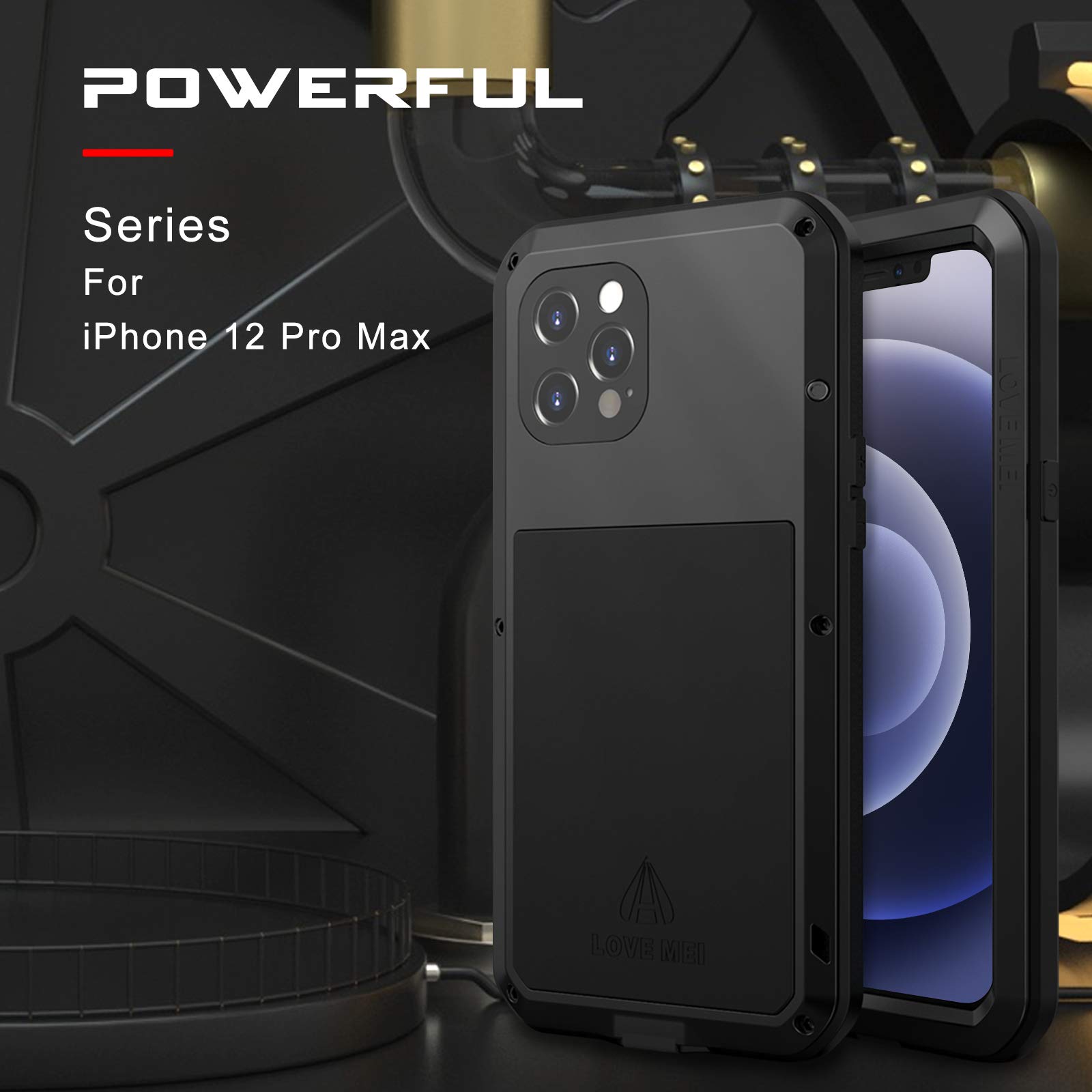 Shockproof iPhone 12 Pro Max Case with Aluminum Frame & Gorilla Glass - Heavy Duty Protective Cover for iPhone 12 Pro Max 6.7