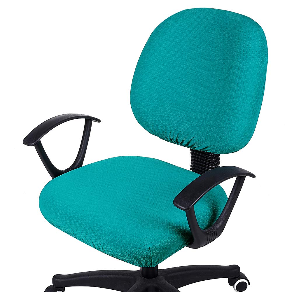 Stretchy Jacquard Office Chair Cover - Washable & Universal for Desk Chairs - Peacock Green for Home & Office Use