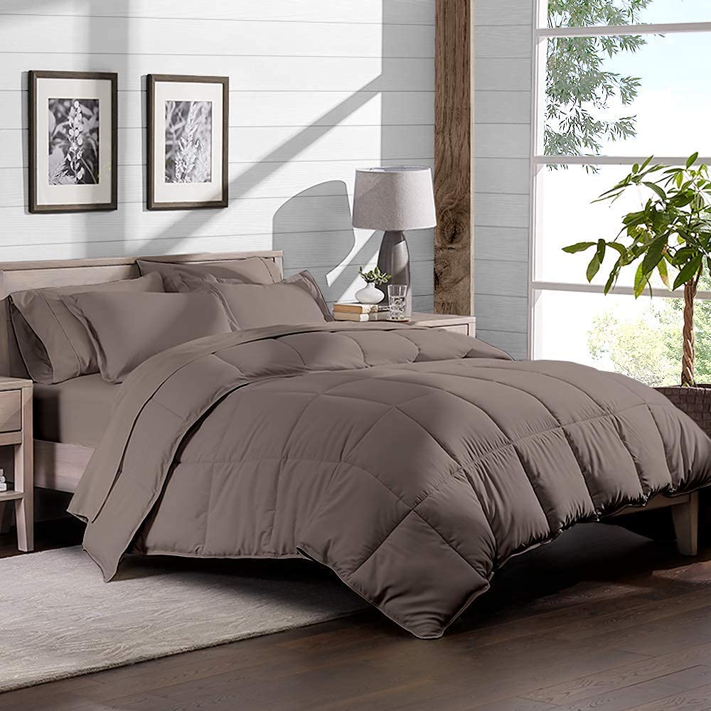Bare Home King Sheet Set - 1800 Ultra-Soft Microfiber Bed Sheets & Comforter Set (King, Taupe) - All Season Luxury Bedding for Master Bedroom, Guest Room & Hotel Use