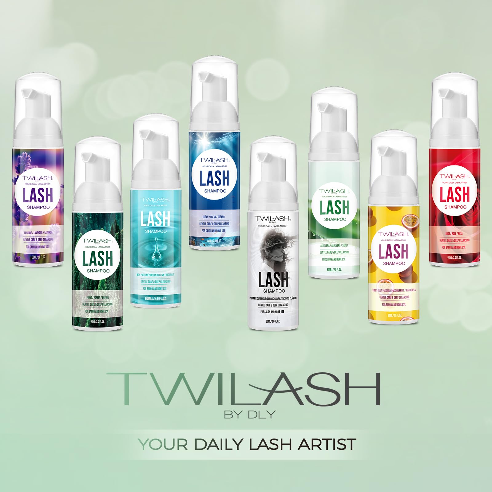 Unscented Eyelash Extension Shampoo - 2 Fl Oz (60ml) with 2 Cleansing Brushes - Professional & Home Use Lash Cleanser for Safe Daily Cleaning & Salon Care