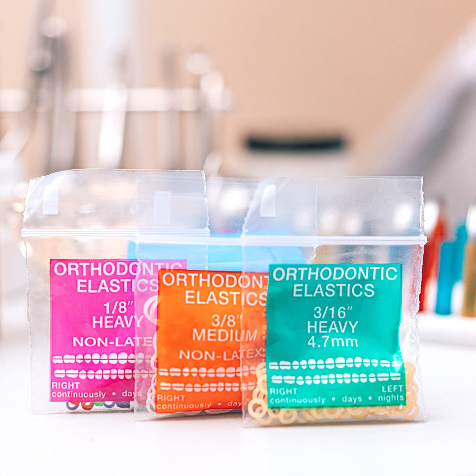 JMU Orthodontic Elastics 3/16 Medium 500 Pack - Latex-Free Dental Rubber Bands for Braces, Made in USA - Perfect for Teeth Alignment & Orthodontic Treatment