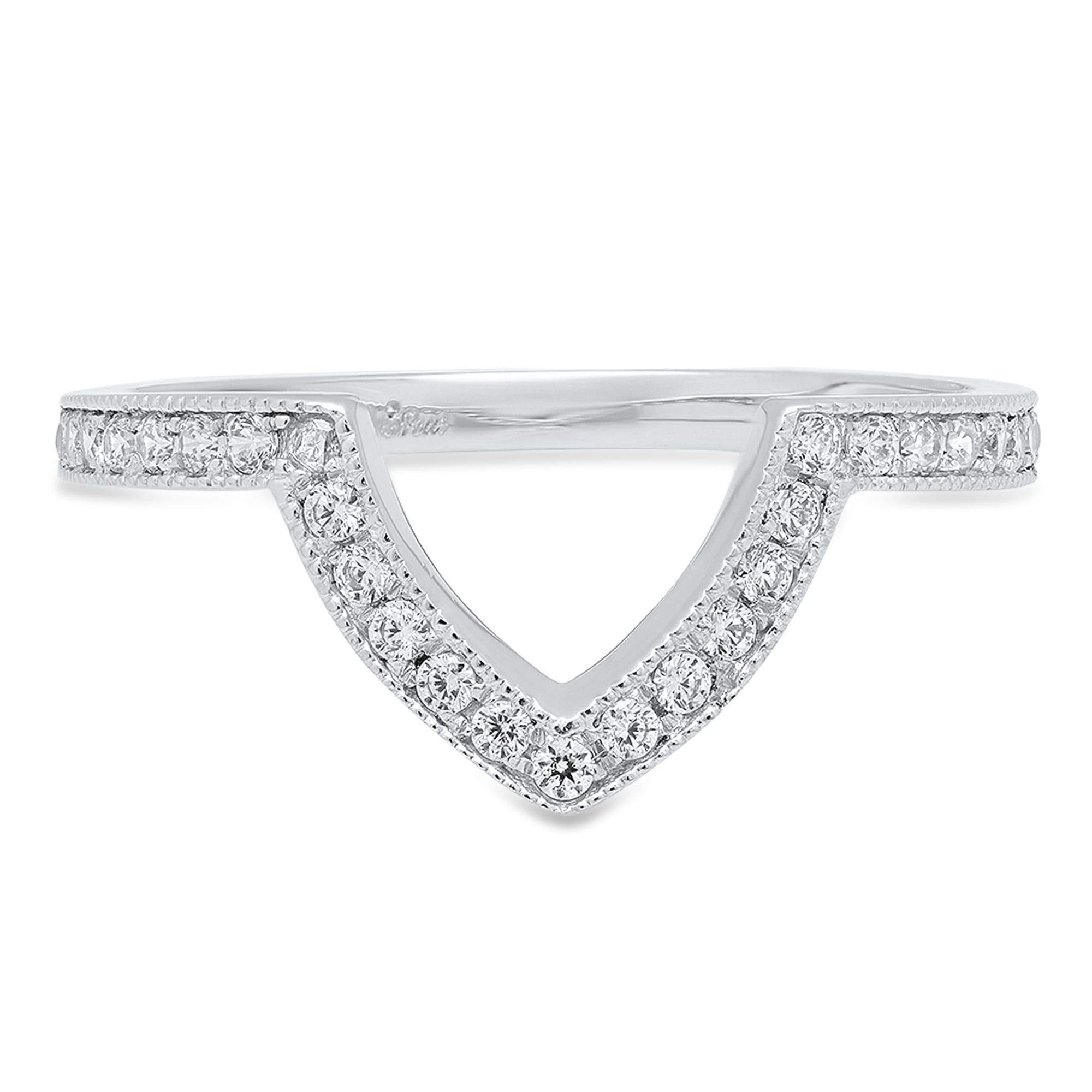 0.25 Carat Brilliant Round Cut Conflict-Free Natural Diamond Ring - VS1-VS2 Clarity, I-J Color - 18K White Gold Stackable Wedding Band - Art Deco Engagement & Promise Ring for Women - Perfect for Anniversaries, Proposals & Everyday Elegance