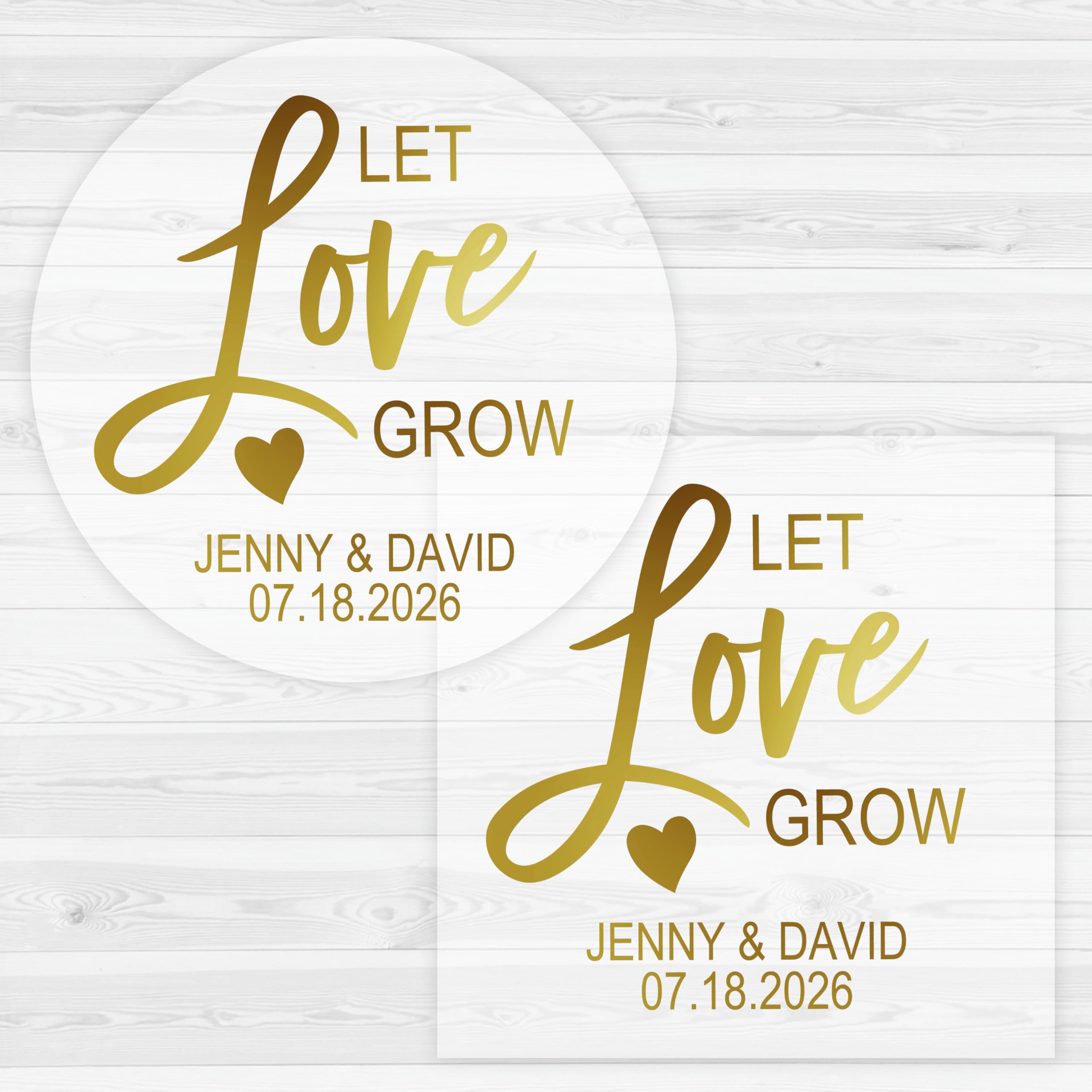 Let Love Grow Wedding Stickers - 128 Pack Romantic Wedding Favor Labels for Invitations, Favors & Decor | Perfect for DIY Wedding Stationery, Bridal Shower Gifts & Anniversary Celebrations