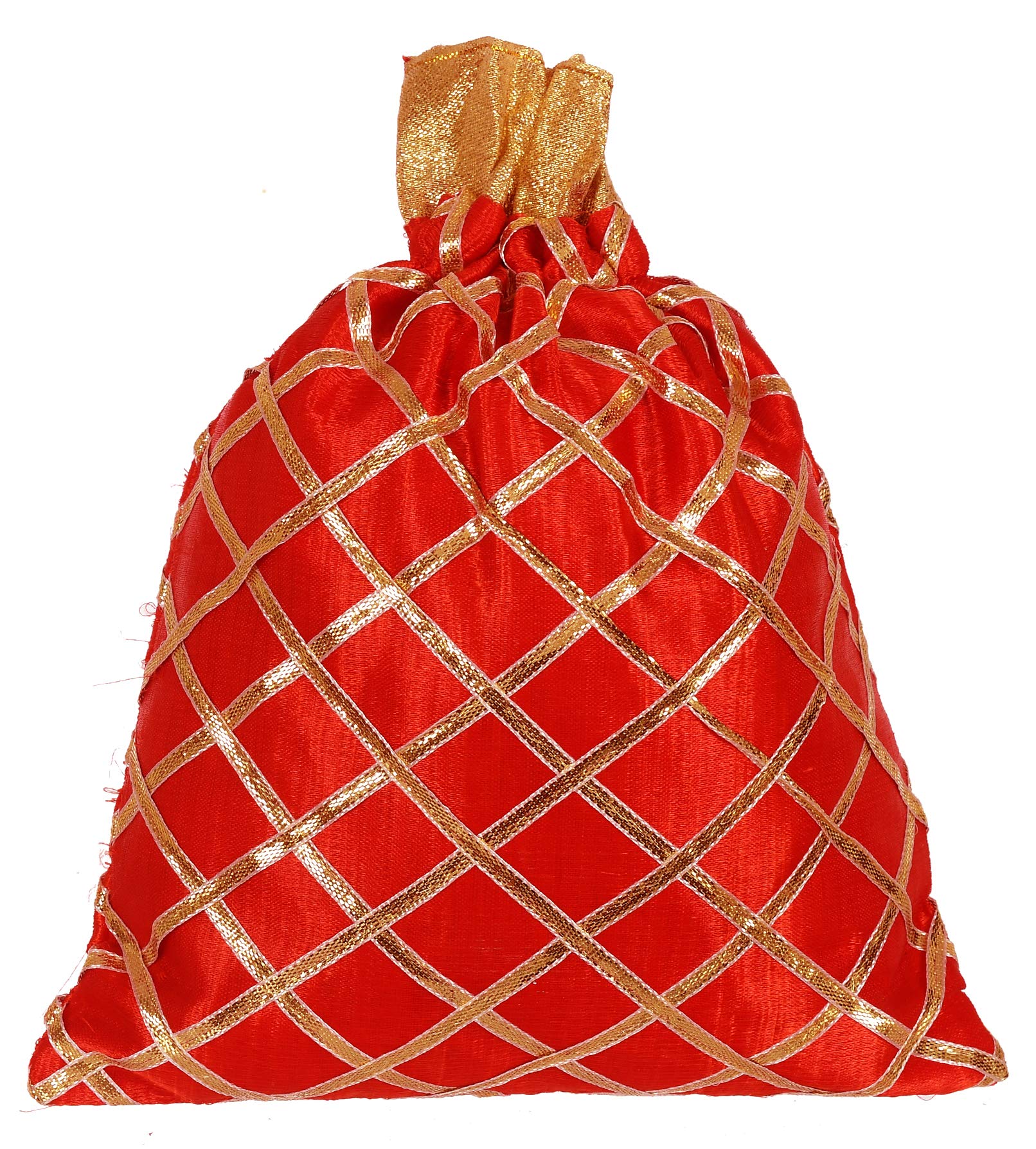 Kuber Industries Drawstring Potli Bag for Party Wedding Favors - Jewelry Pouch Gift Bags in Red & Pink - Perfect for Bridal Showers, Bachelorette Parties & Festive Celebrations
