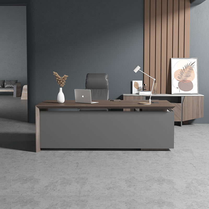 ARMANDO Executive Desk 220cm with Left Return in Hazelnut & Grey - Premium Office Furniture for Home & Business Workspaces