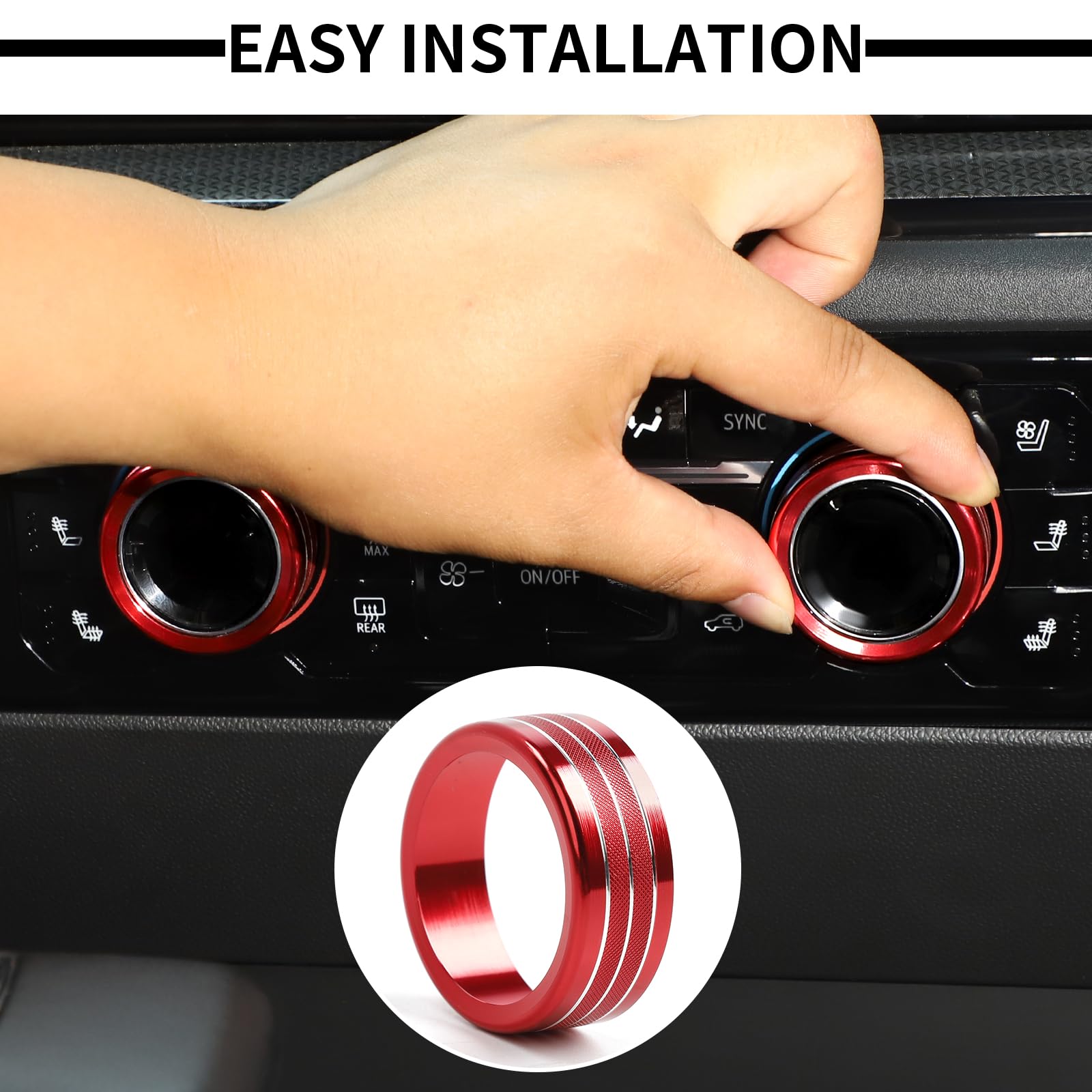 Aluminum Alloy AC Knob Cover for 2022-2025 Chevy Silverado & GMC Sierra - Red Radio & Air Conditioner Switch Button Trim - Upgrade Your Truck Interior Accessories (Perfect for Off-Roading & Daily Commute)