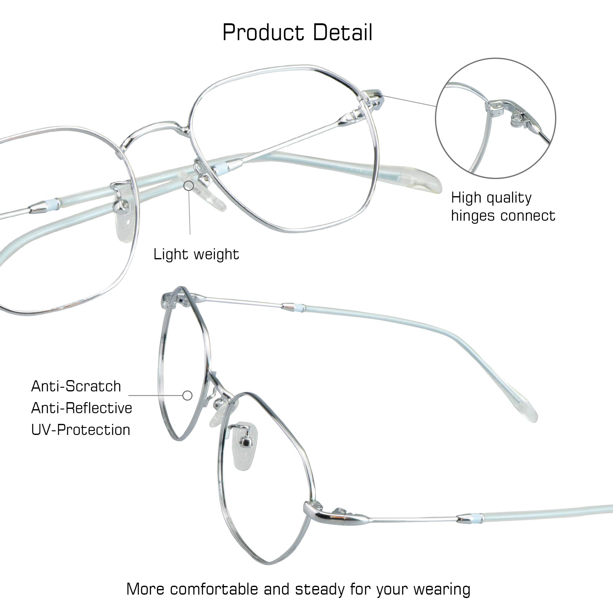 VisionGlobal Blue Light Blocking Glasses for Computer, Reading & Gaming - Anti Eye Strain Glasses for Men & Women - Perfect for Office Work, Online Classes & Nighttime Screen Use