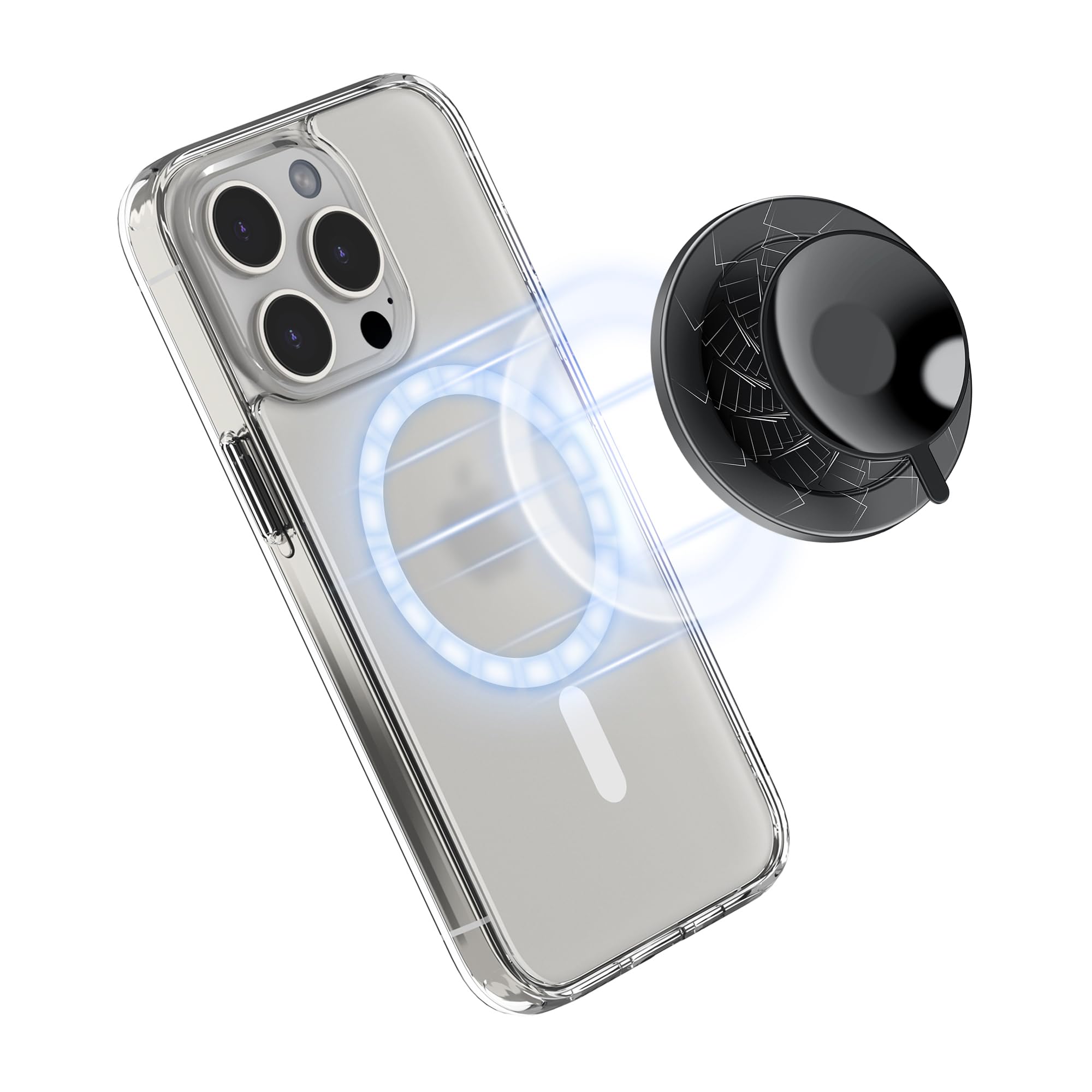 PROfezzion Suction Cup Mirror Phone Holder - Universal for iPhone 16/16 Plus/16 Pro/16 Pro Max/15/14/13/12 & All Smartphones - Non-Slip Glass Tile Mount for Makeup, Selfie & Video Recording (Black) - Perfect for Bathroom, Car Dashboard & Home Decor